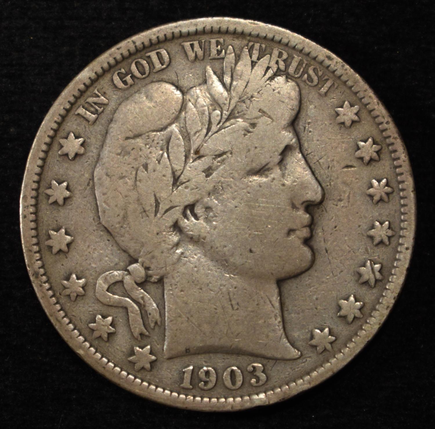 1903-S BARBER HALF DOLLAR FINE