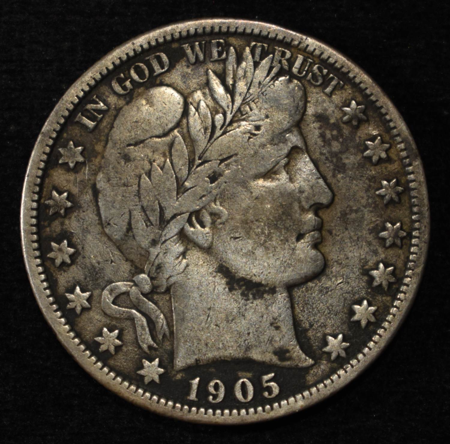 1905 BARBER HALF DOLLAR VF