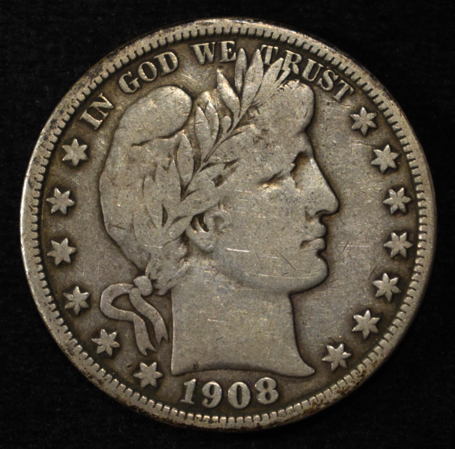 1908 BARBER HALF DOLLAR FINE