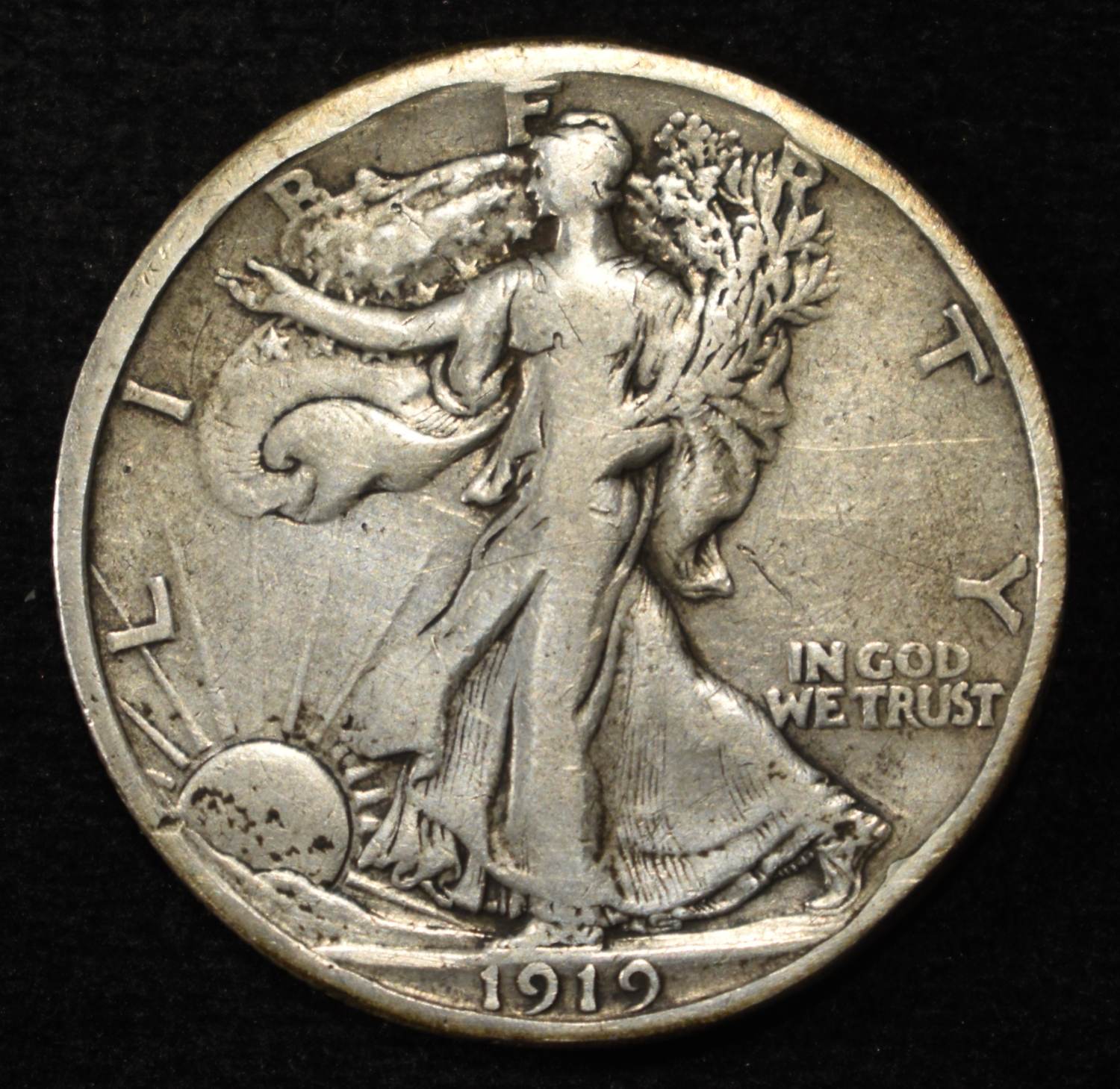 1919 WALKING LIBERTY HALF DOLLAR VF