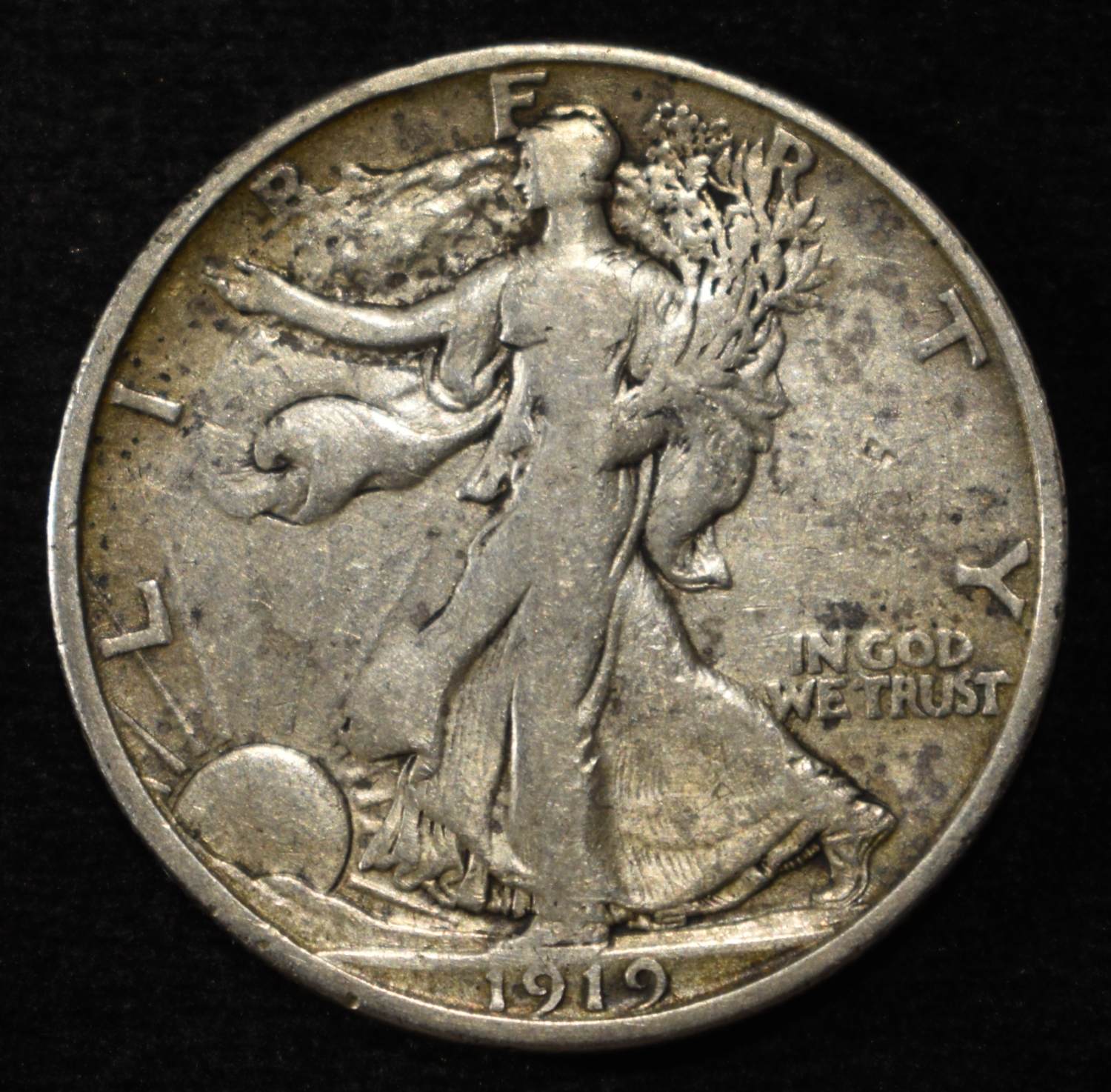 1919-S WALKING LIBERTY HALF DOLLAR VF