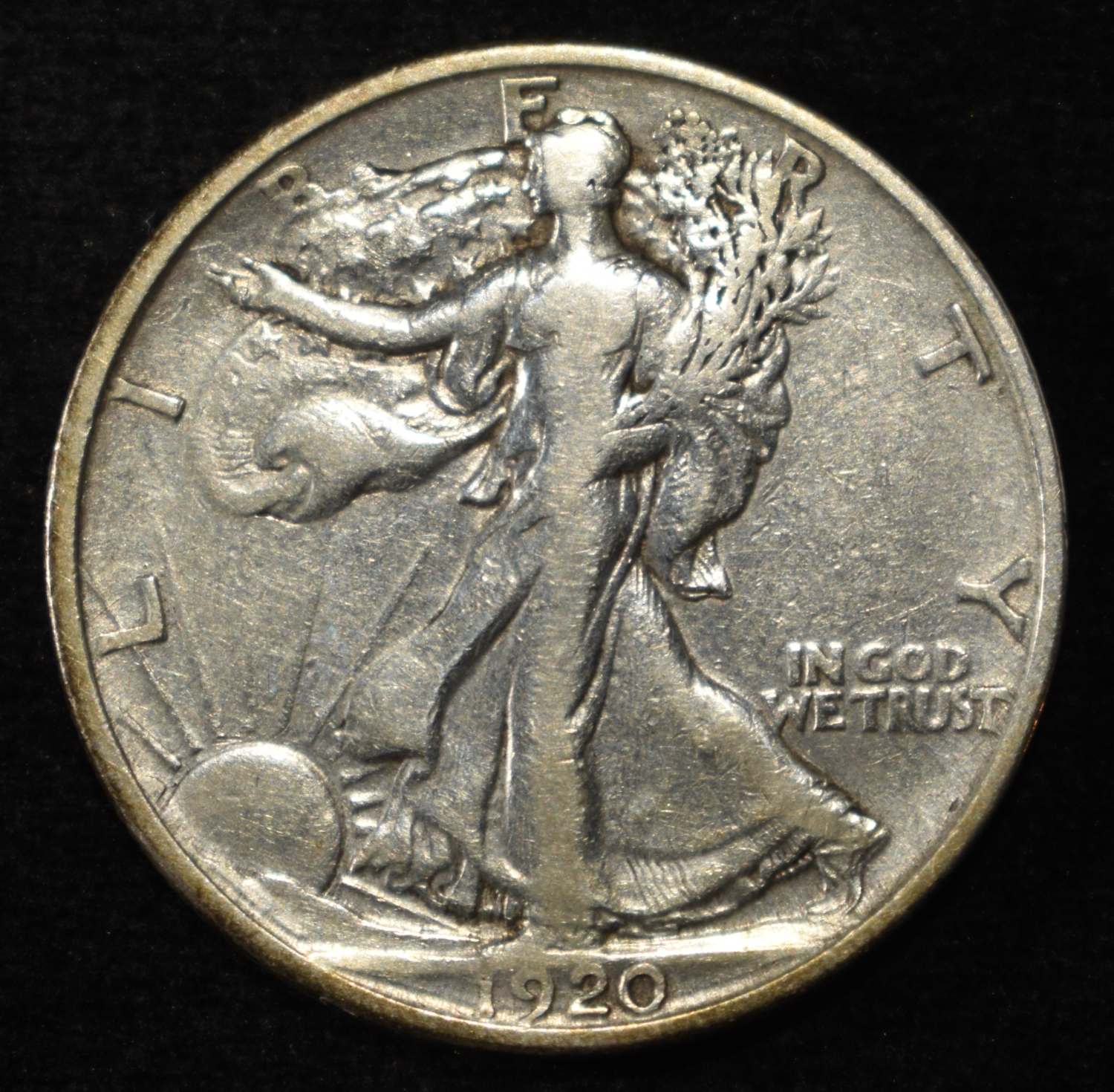 1920-S WALKING LIBERTY HALF DOLLAR VF CLEANED