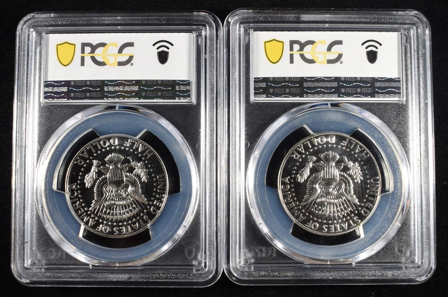 (2) 1969-S KENNEDY HALF DOLLARS PCGS PR-69