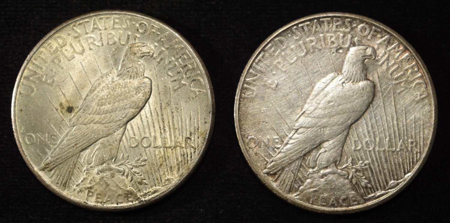 1925 AU & 1926-S XF PEACE DOLLARS