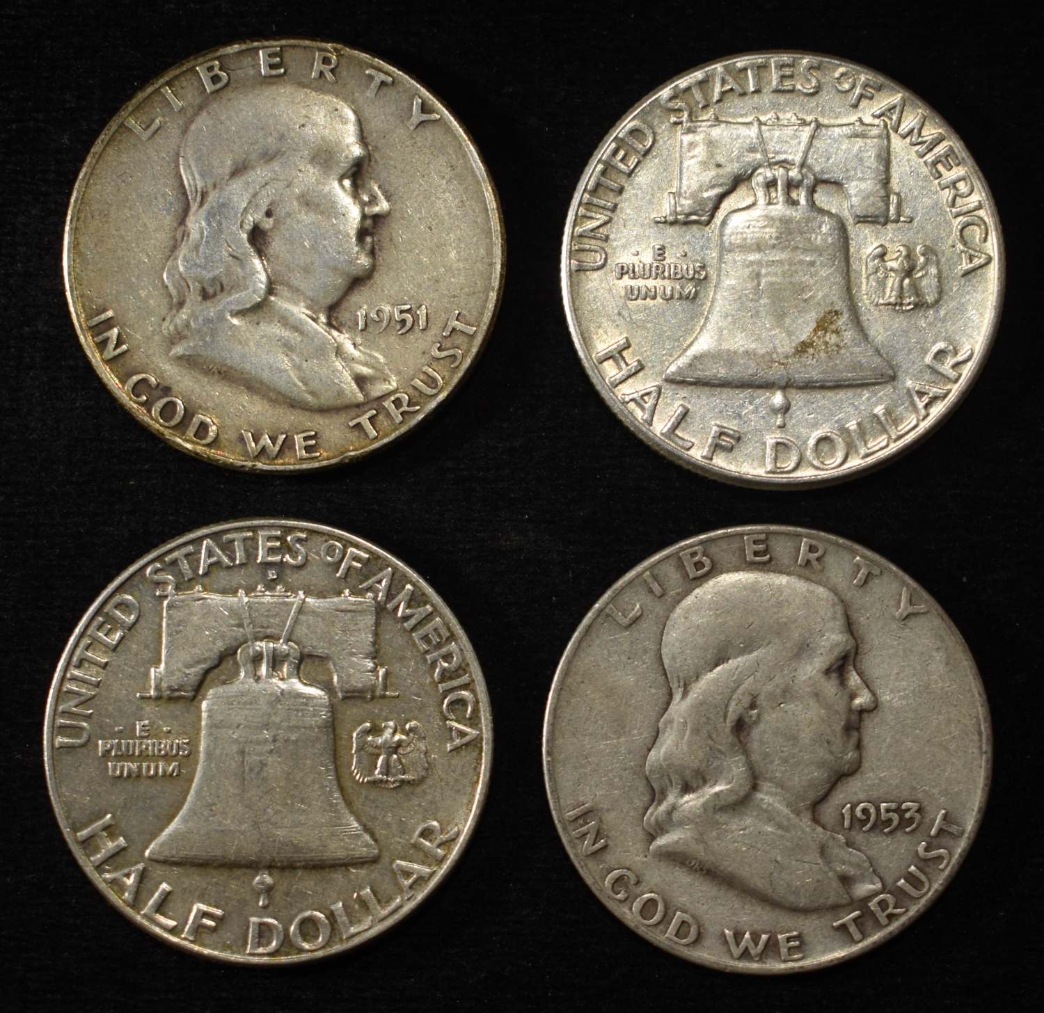 (10) FRANKLIN HALF DOLLARS
