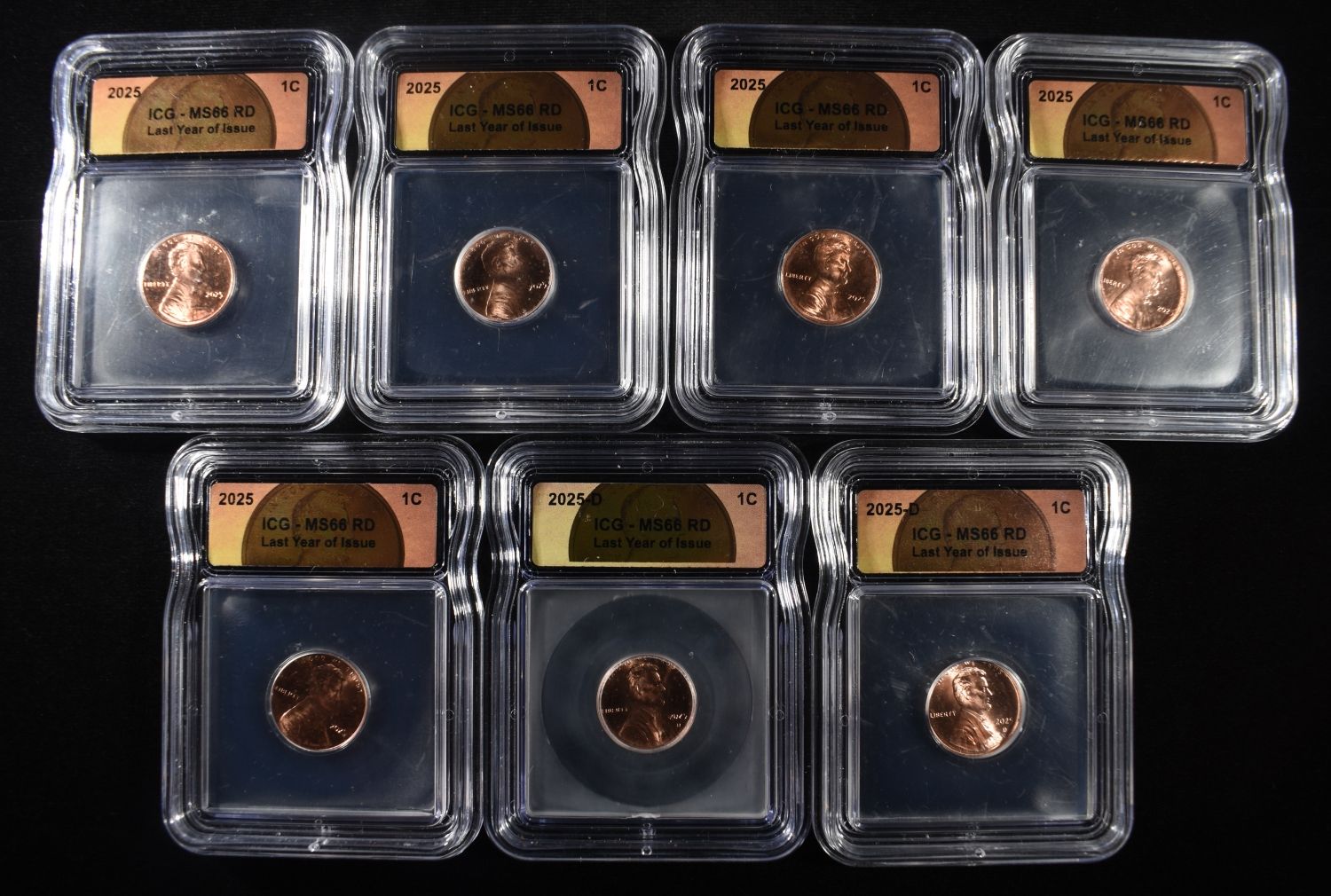 (5) 2025 & (2) 25-D SHIELD CENT ICG MS66 RD