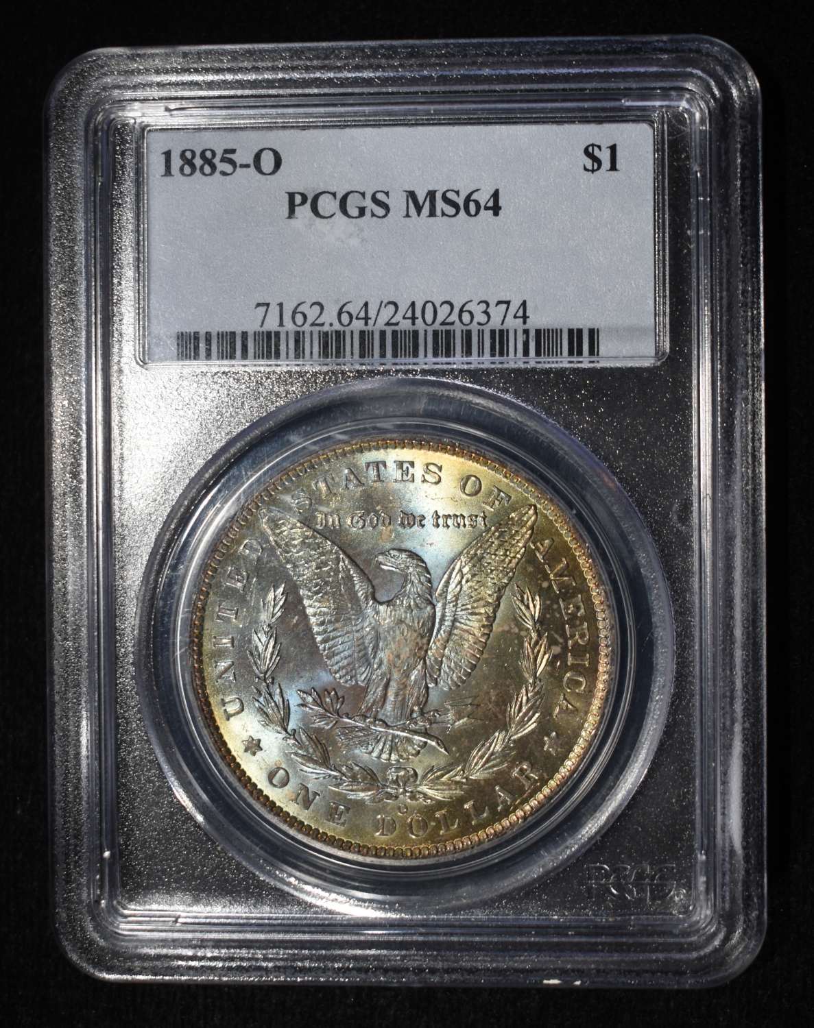 1885-O MORGAN DOLLAR PCGS MS-64 COLOR!