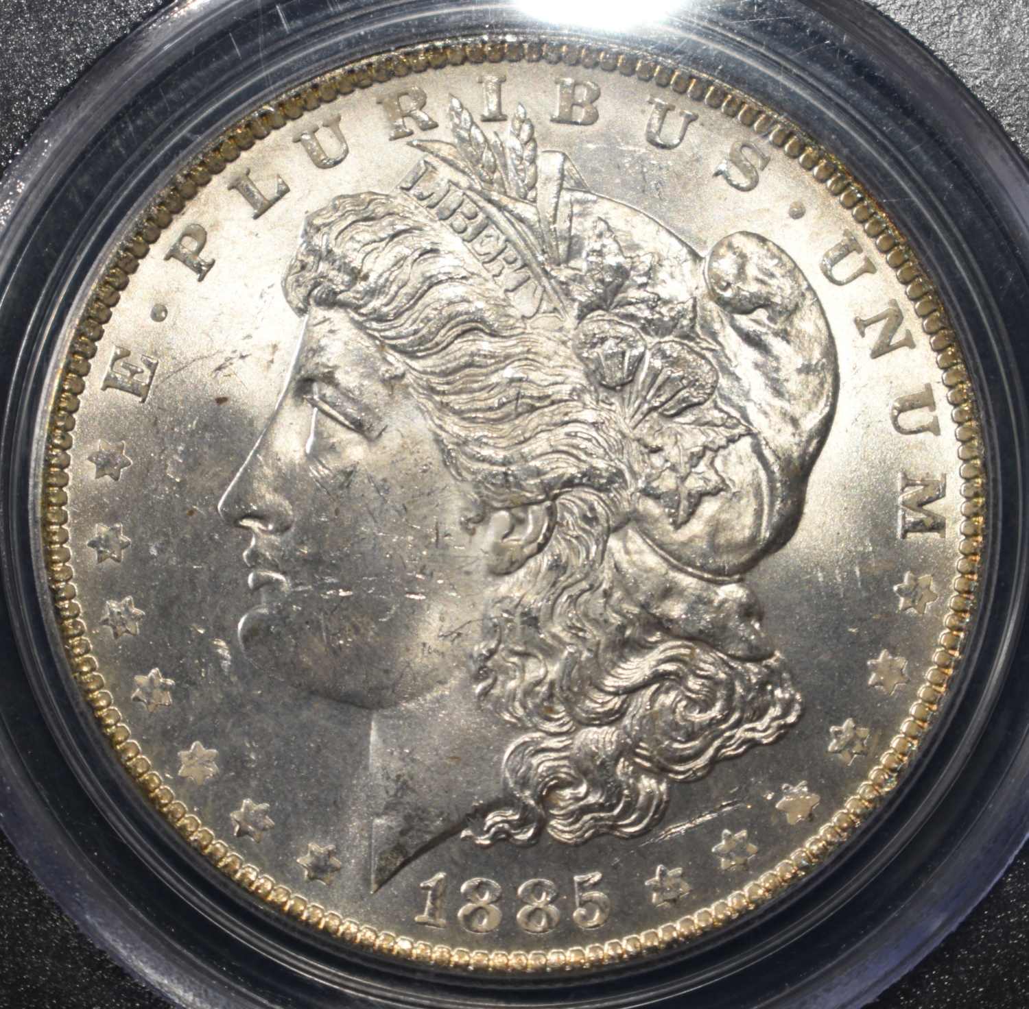1885-O MORGAN DOLLAR PCGS MS-64 COLOR!