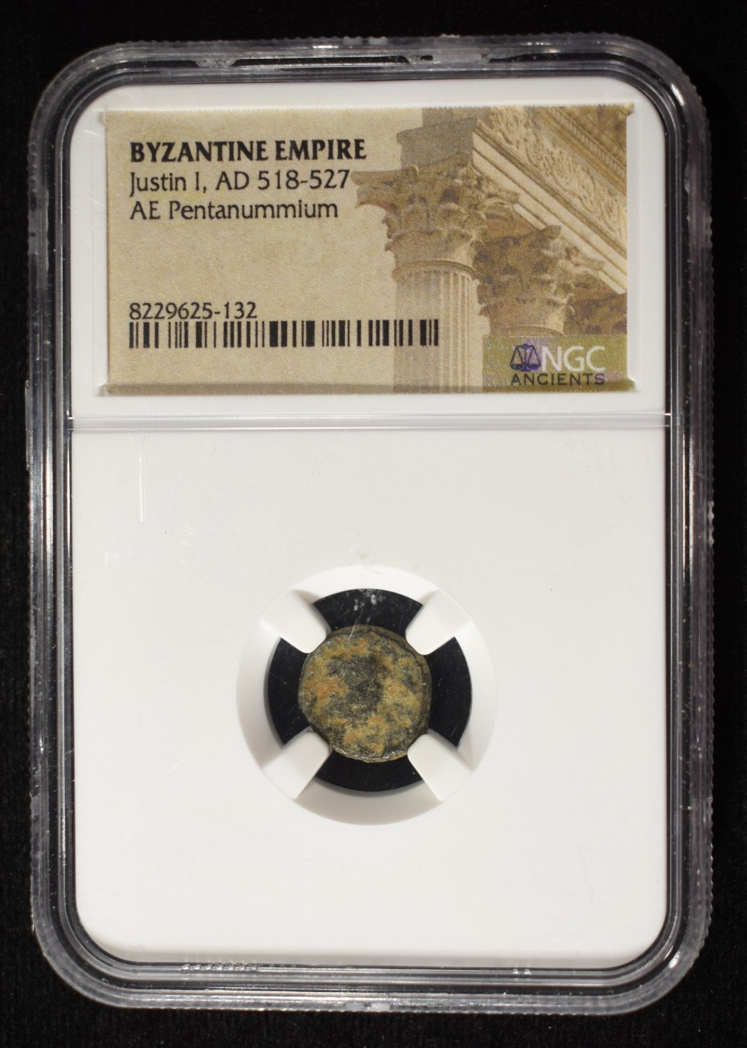 JUSTIN I, AD 518-527, AE PENTANUMMIUM NGC