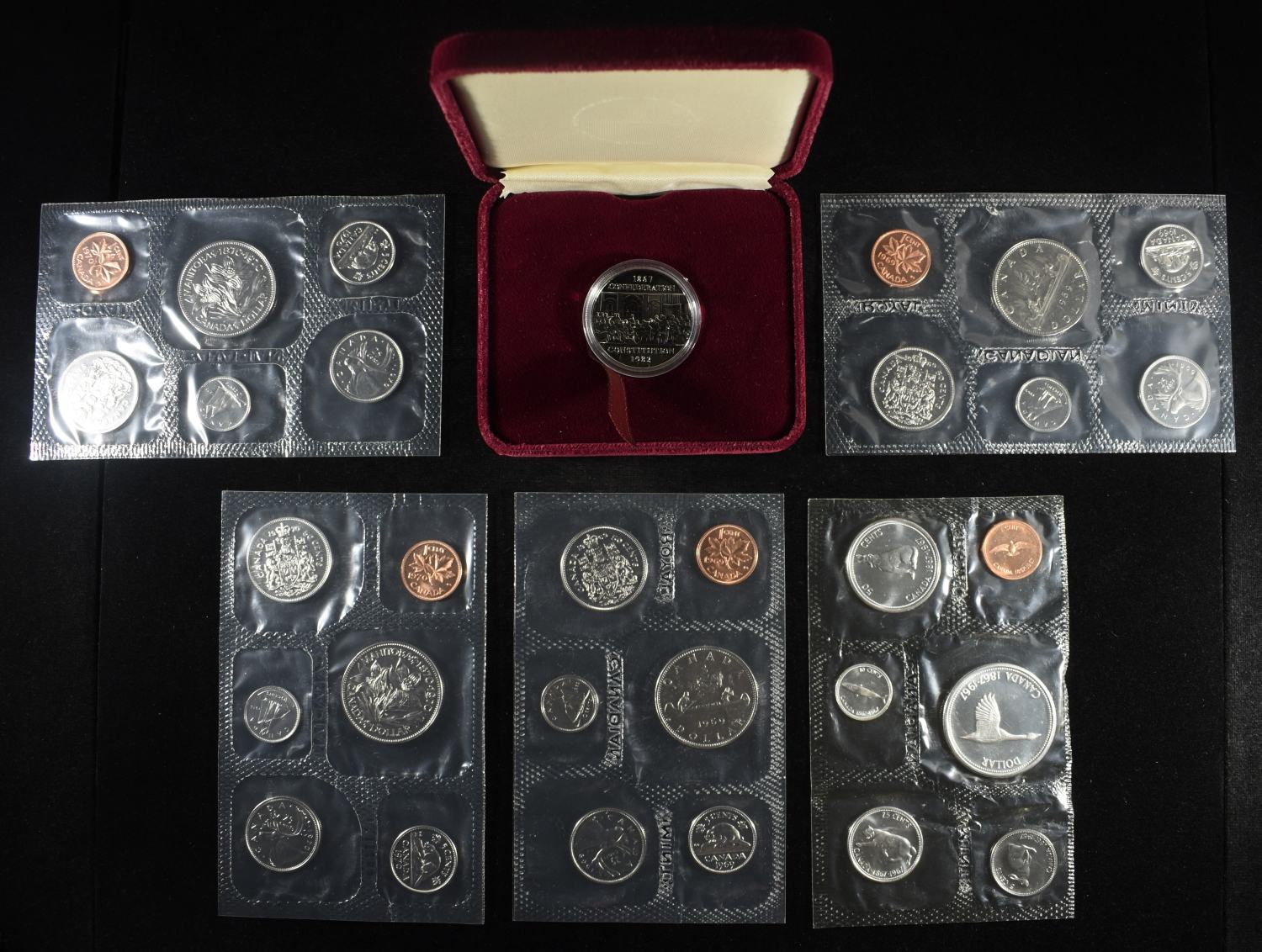 1982 $1 COIN, 1967 & (2)1969&1970 CANADA PL SET