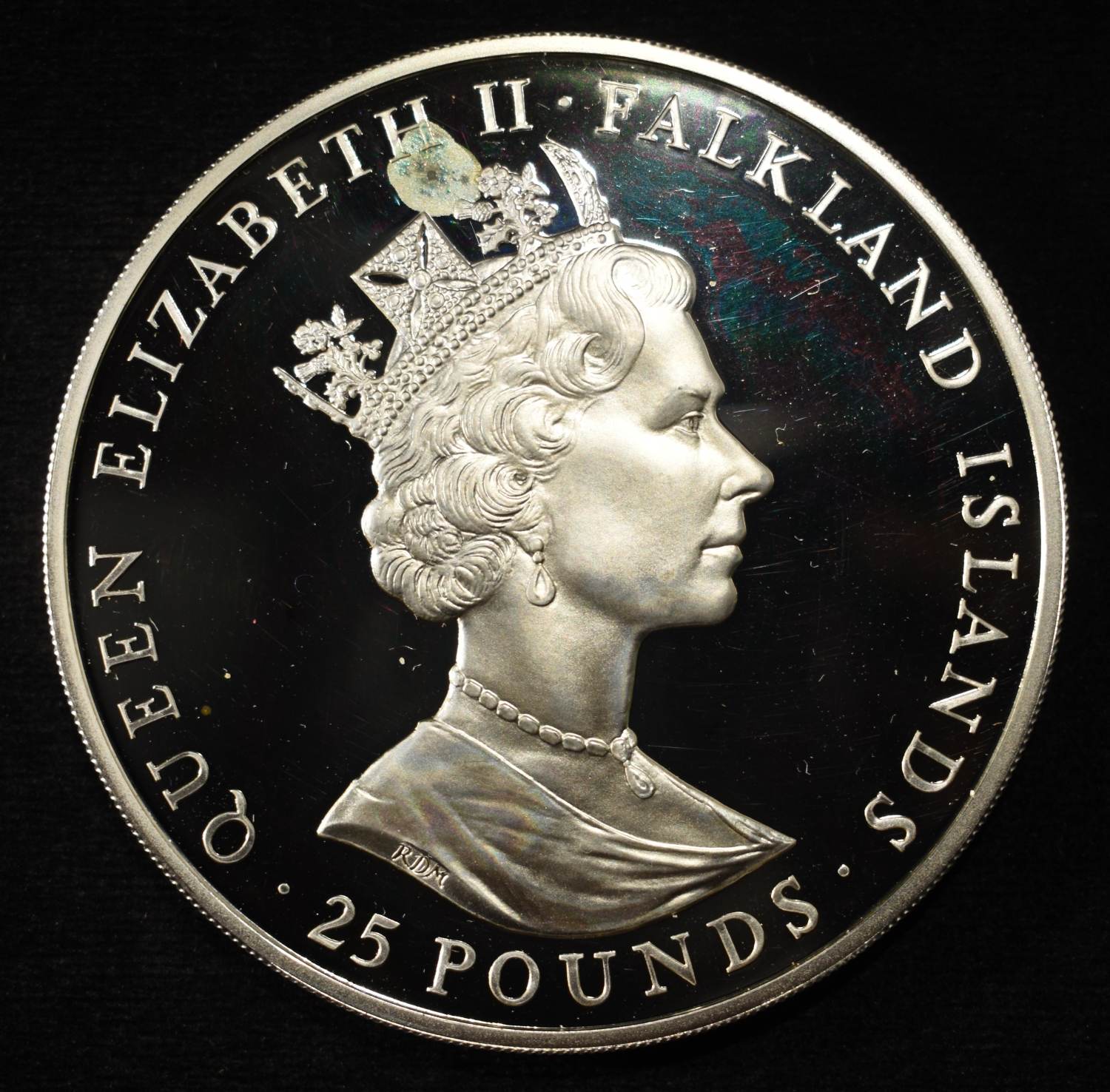 1985 25 POUND FALKLAND ISLANDS 92.5% SILVER