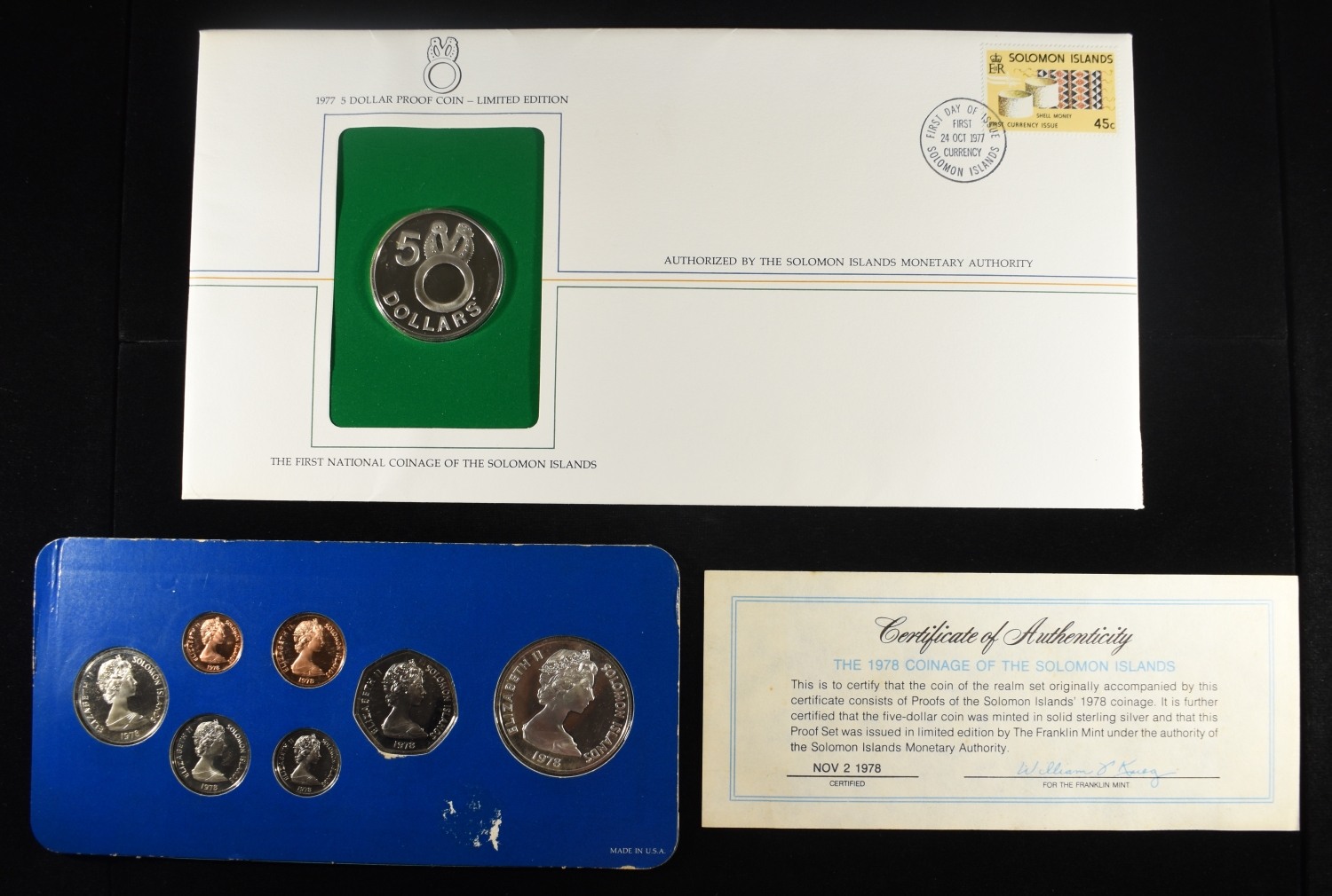 1978 PROOF SET & 1977 $5 SOLOMAN ISLAND PROOF COIN