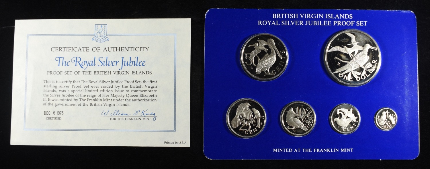 1977 VIRGIN ISLANDS SILVER JUBILEE PROOF SET 92.5%