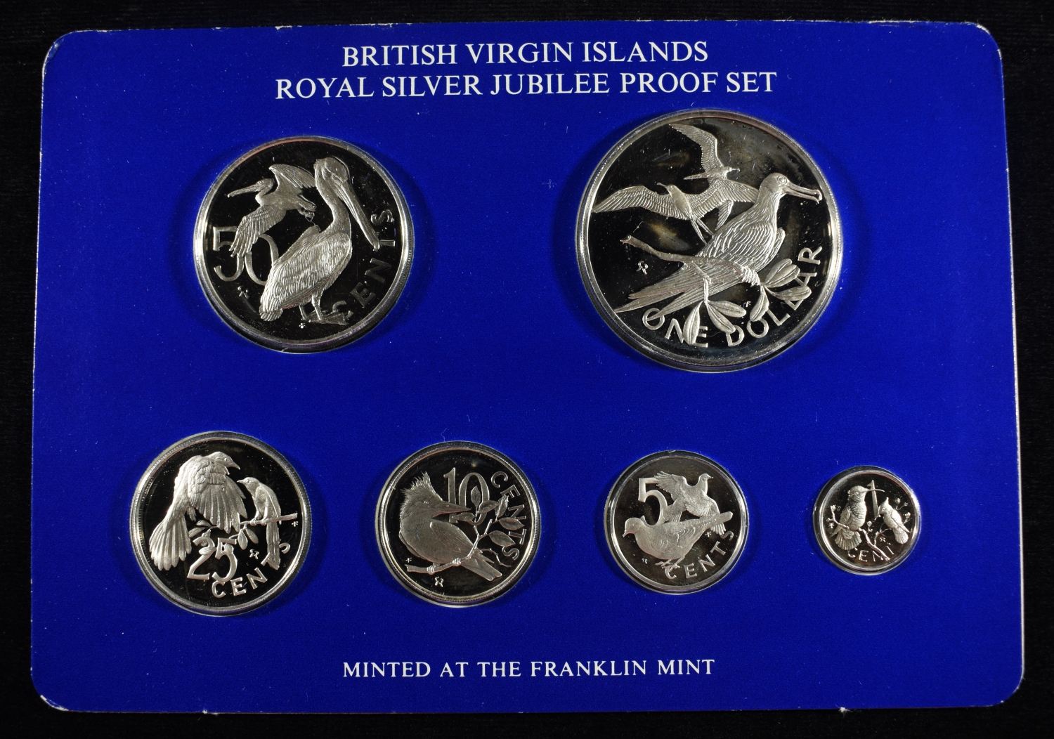 1977 VIRGIN ISLANDS SILVER JUBILEE PROOF SET 92.5%