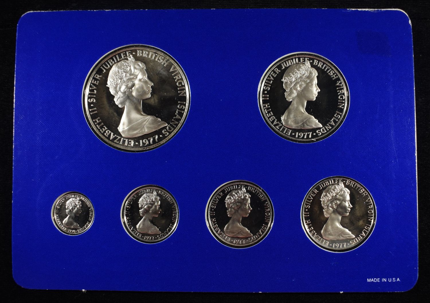 1977 VIRGIN ISLANDS SILVER JUBILEE PROOF SET 92.5%