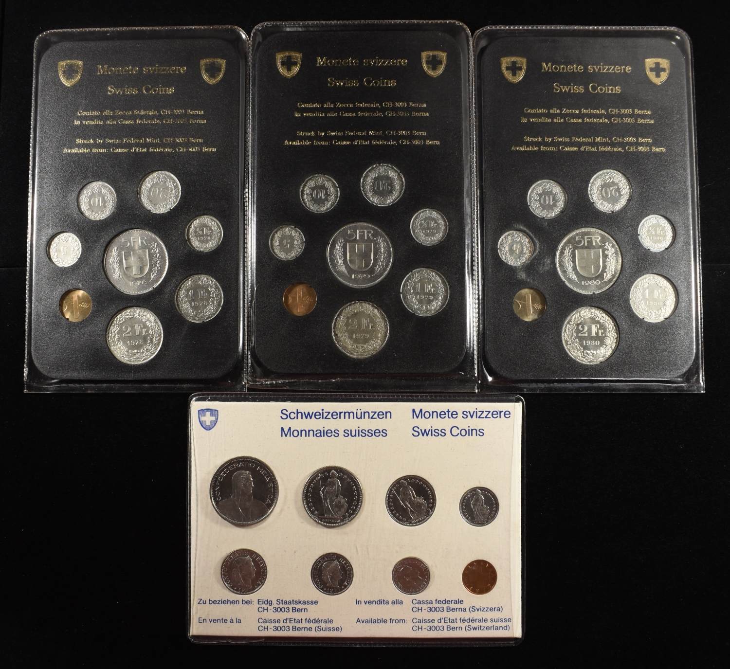 1977-1980 SWISS 8-COIN SETS