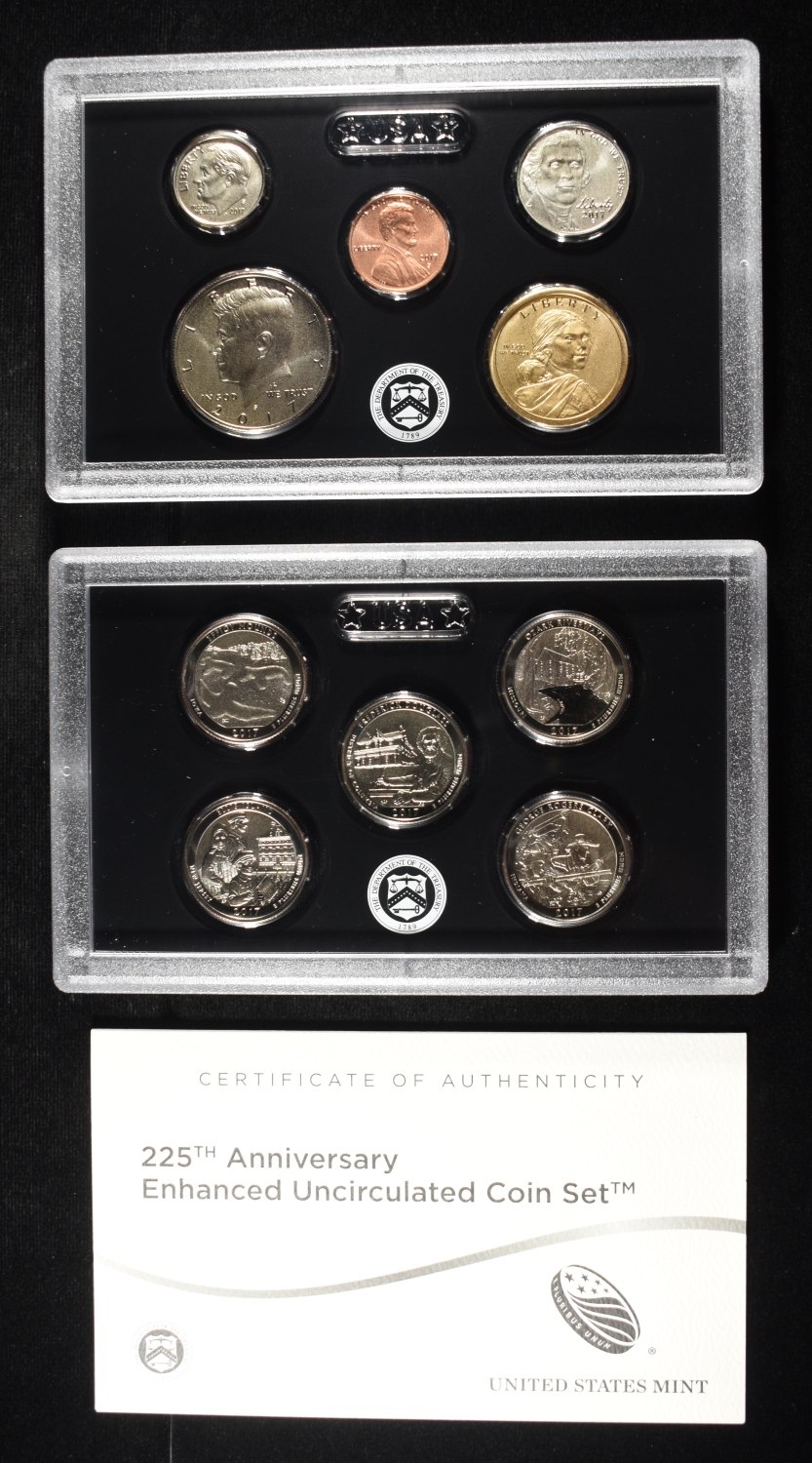 (2) 2017 225TH ANNIVERSARY ENHANCED UNC COIN SETS