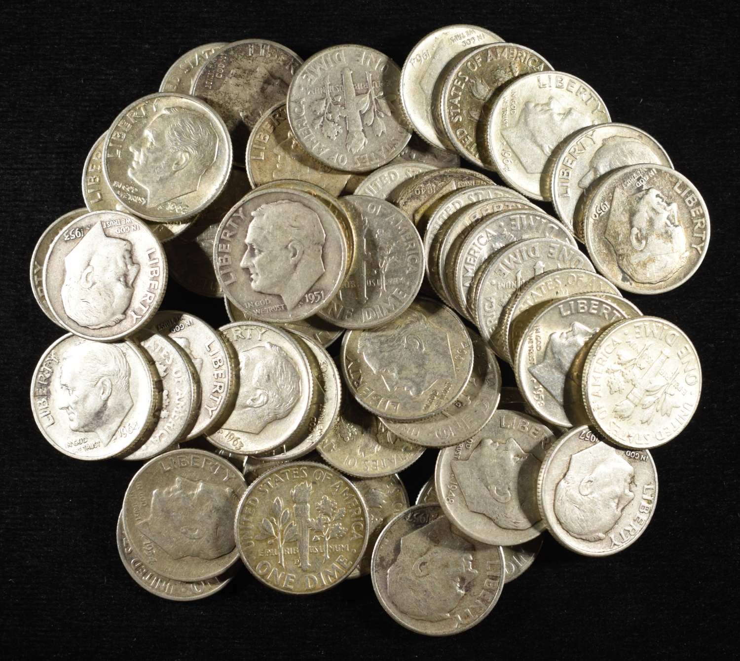 (50) 90% SILVER ROOSEVELT DIMES