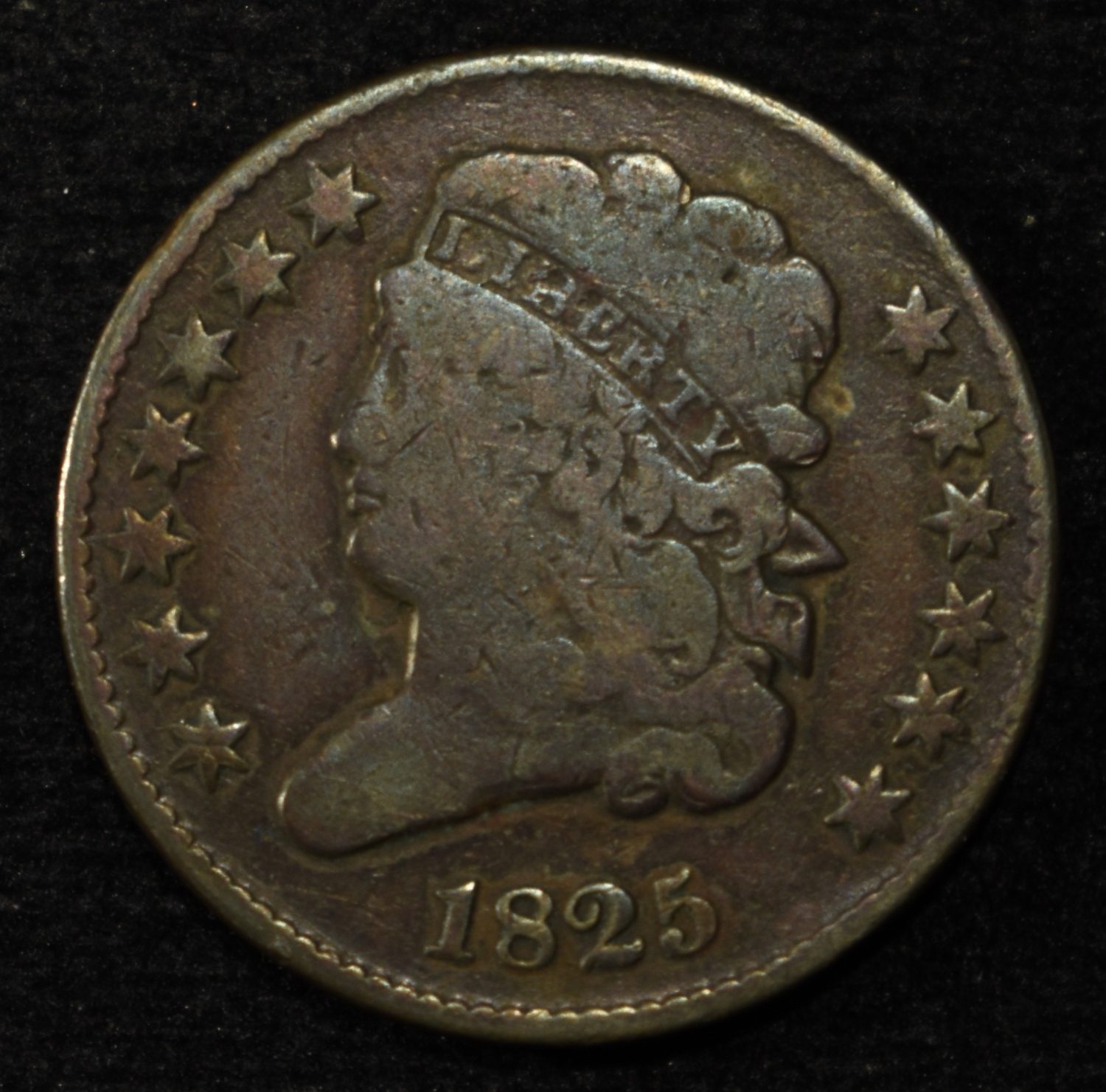 1825 HALF CENT FINE