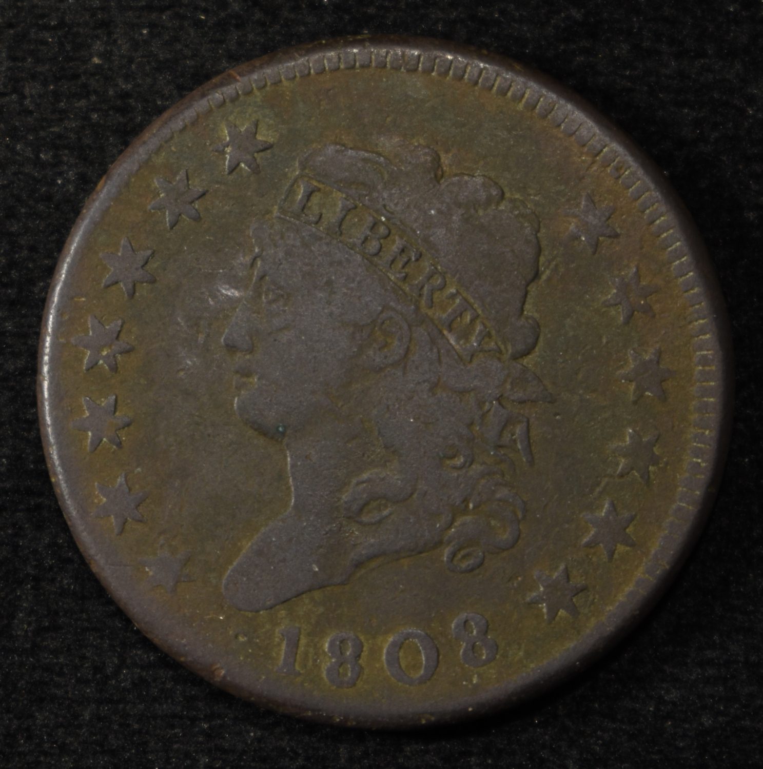1808 LARGE CENT VG CORROSION