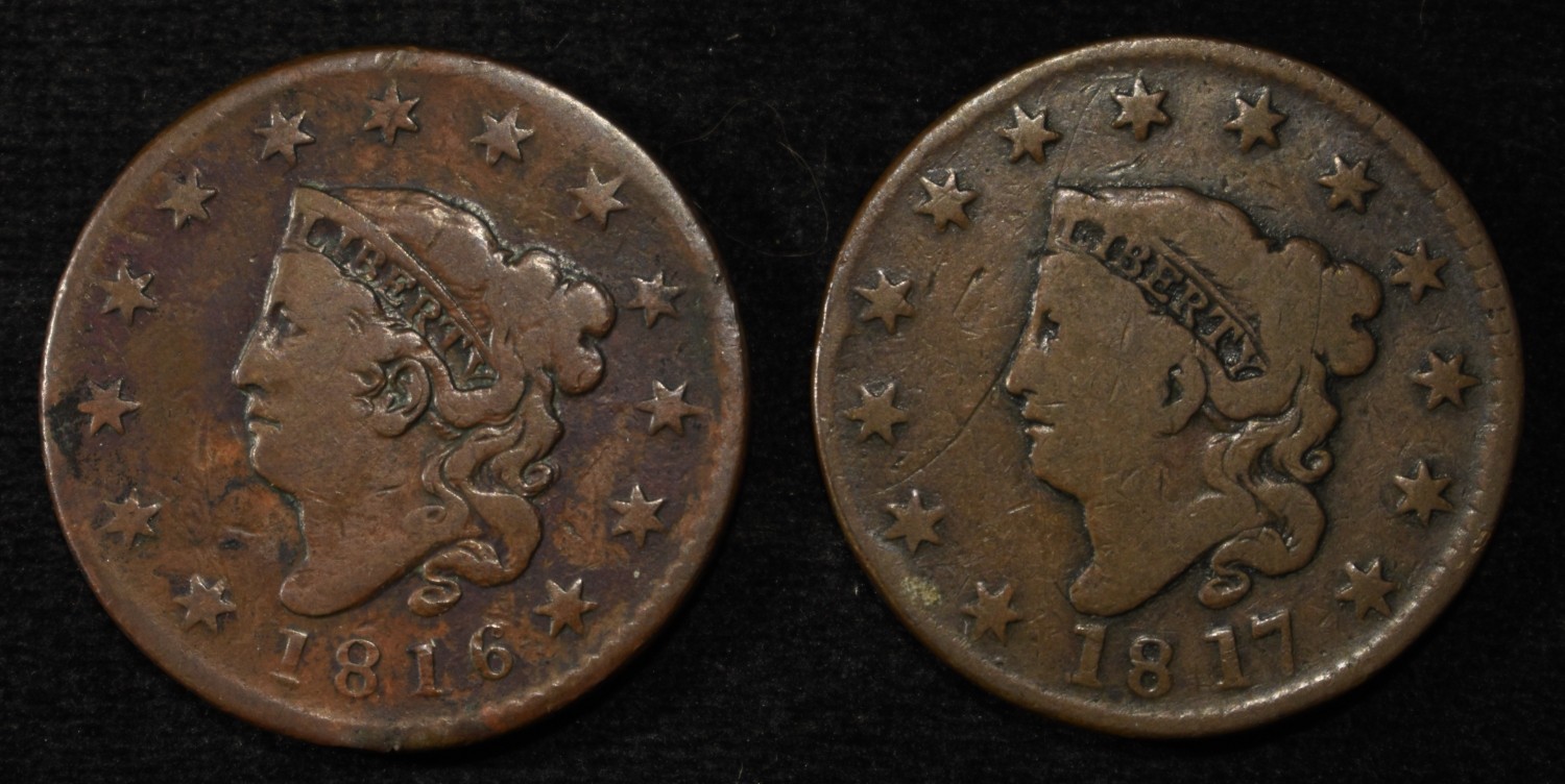1816 & 1817 LARGE CENTS G/VG