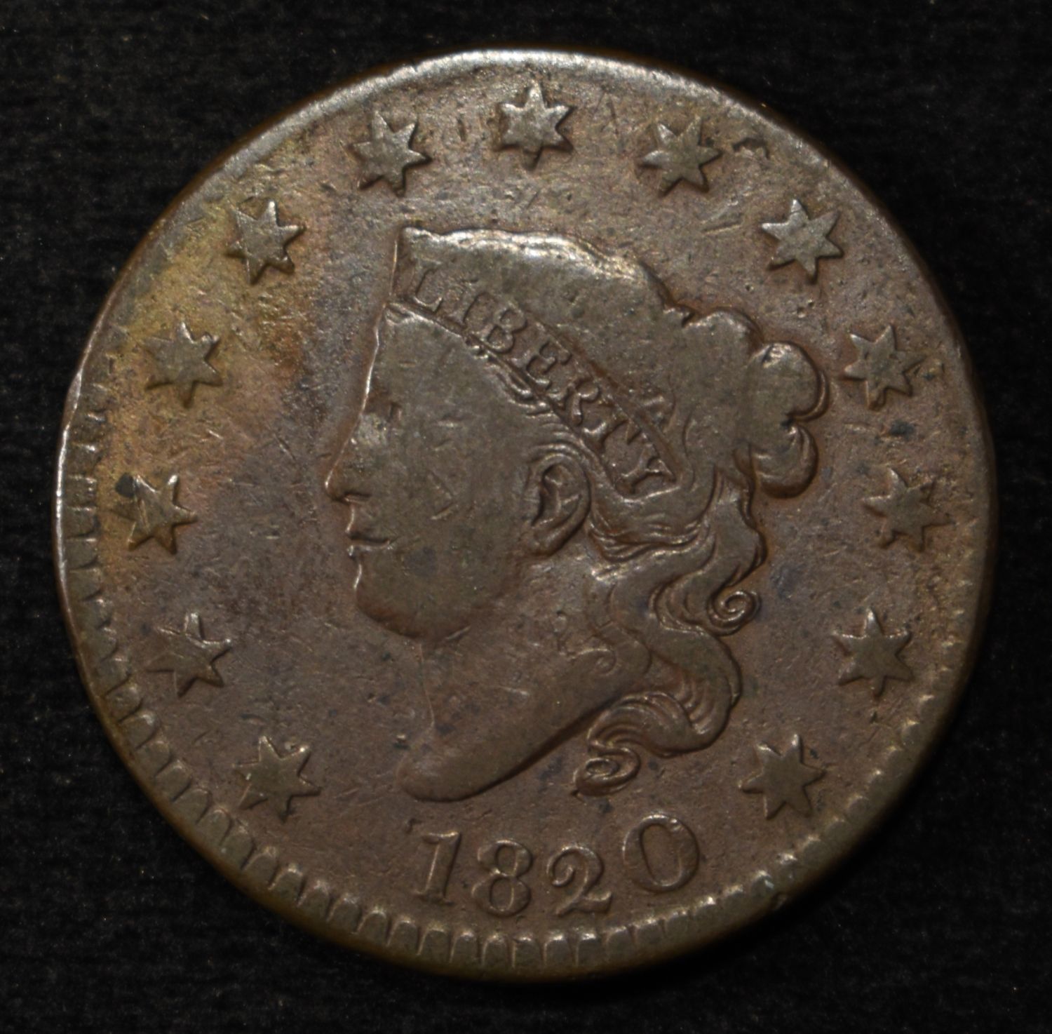 1820 SMALL DATE LARGE CENT VG/F