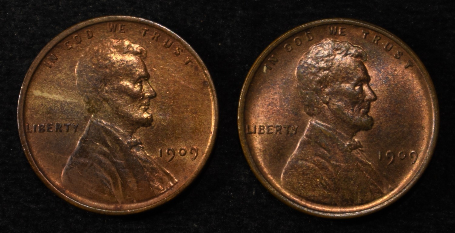 1909 & 1909 VDB LINCOLN CENTS CH BU RB