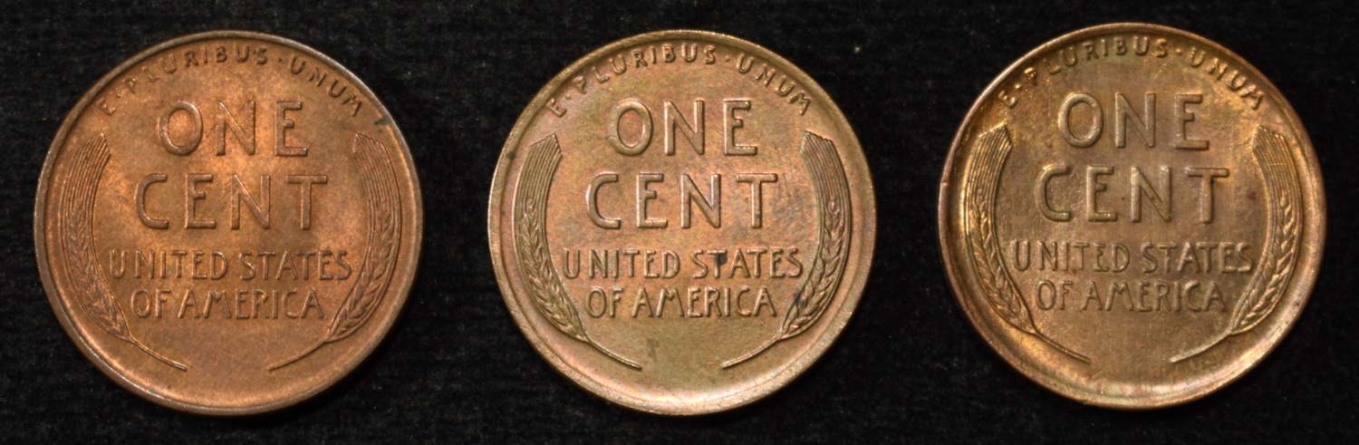 1910, 1911, 1912 LINCOLN CENTS CH BU RB