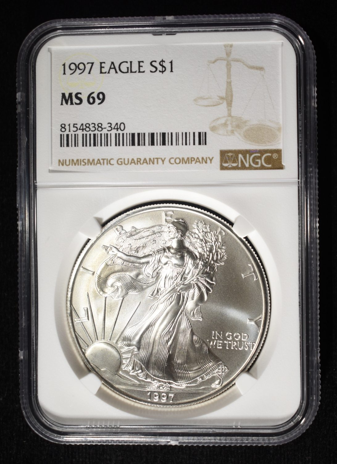1997 AMERICAN SILVER EAGLE NGC MS69