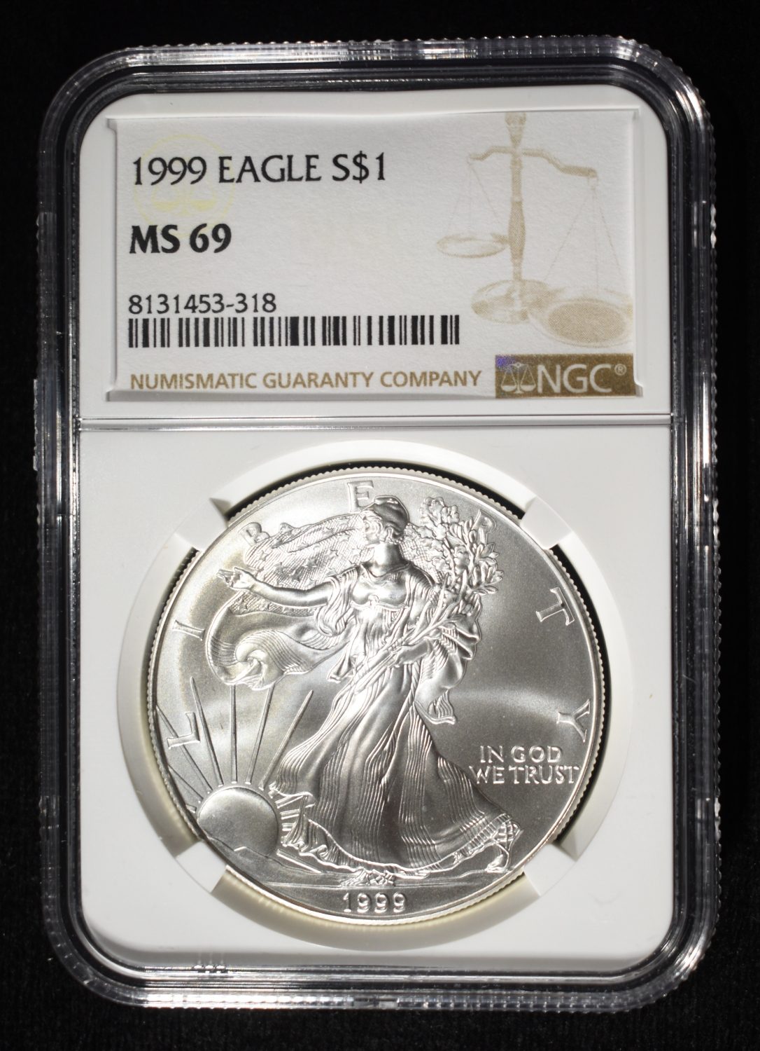 1999 AMERICAN SILVER EAGLE NGC MS69