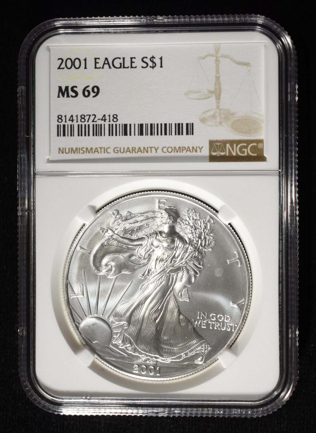 2001 AMERICAN SILVER EAGLE NGC MS69