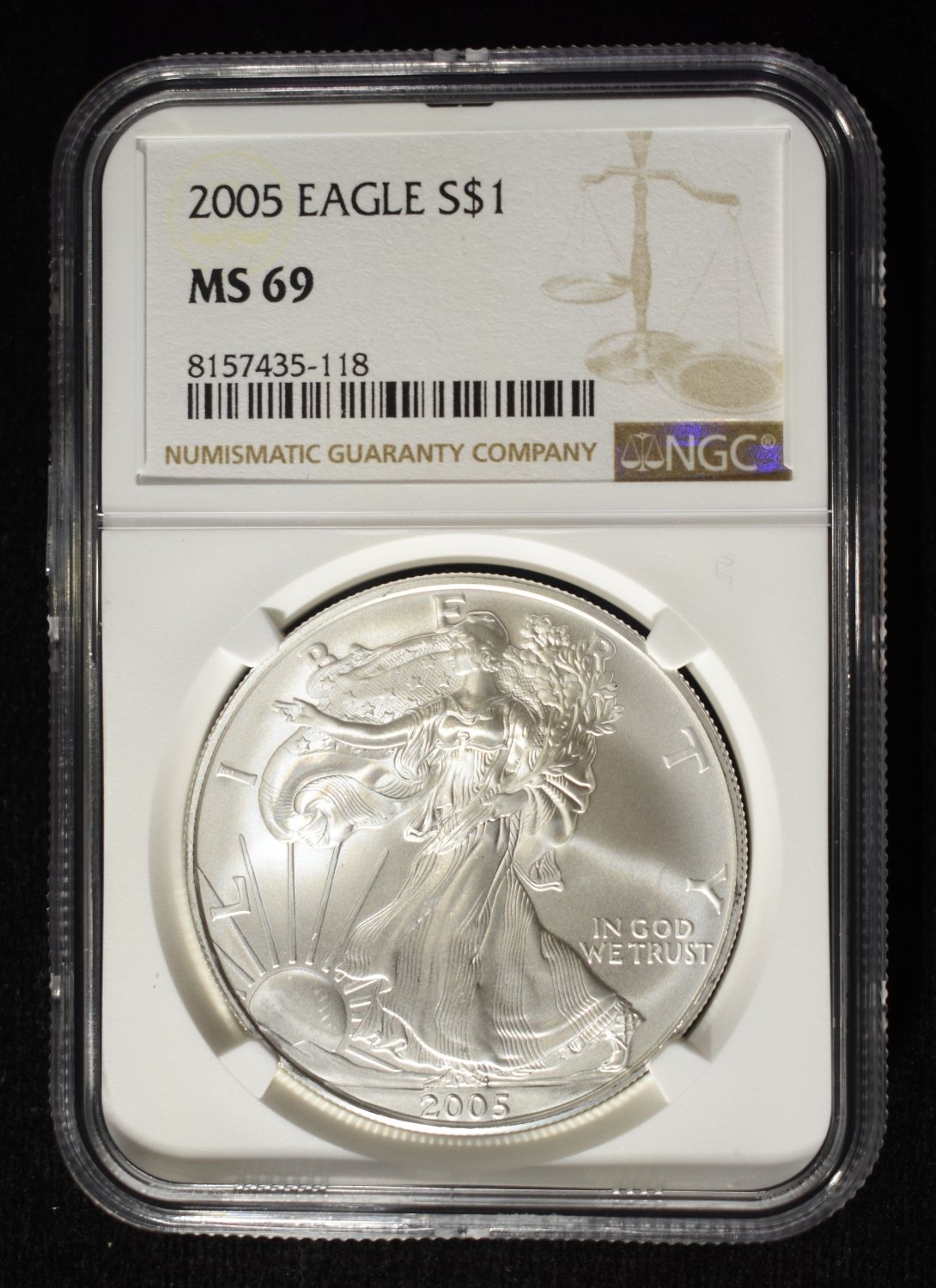 2005 AMERICAN SILVER EAGLE NGC MS69