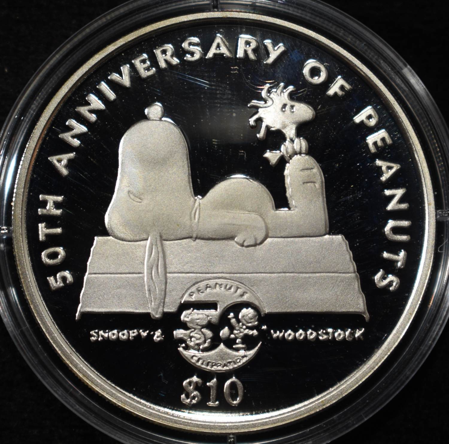 50TH ANNIV OF PEANUTS 1 OZ 0.999 SILVER PROOF