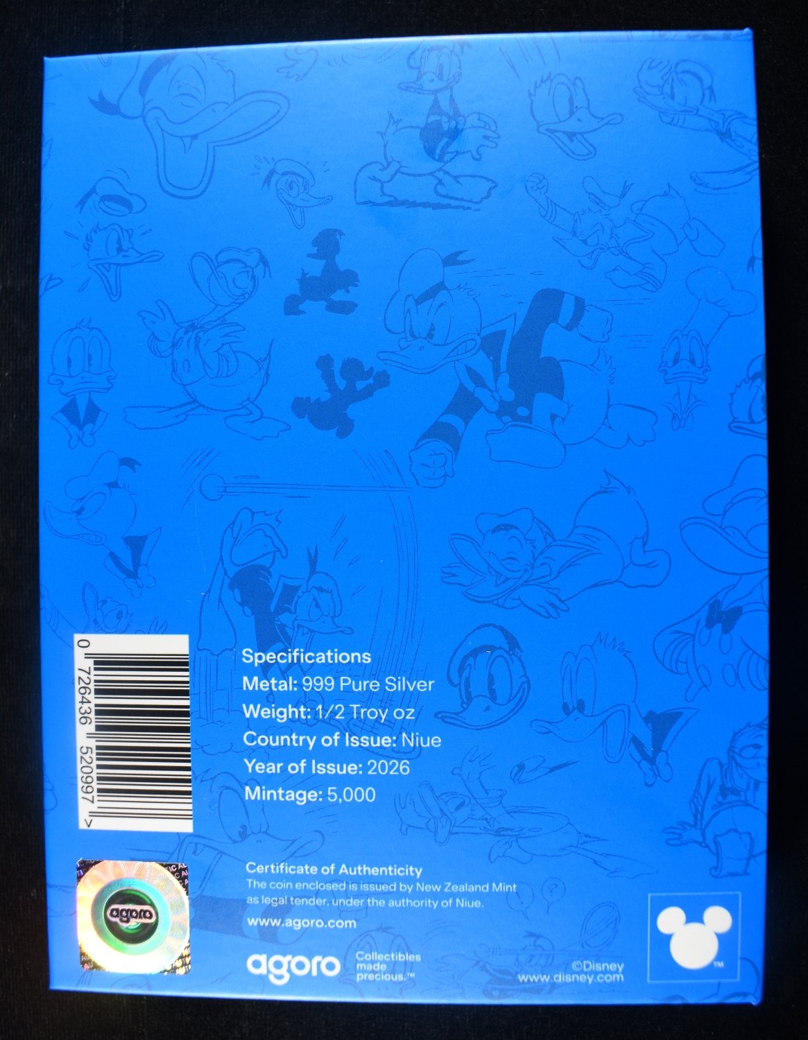 1/2 TROY OZ SILVER DONALD DUCK