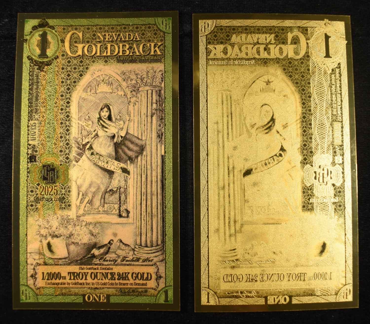 (7) $1 GOLDBACKS 1/100OTH TROY OZ 24K GOLD