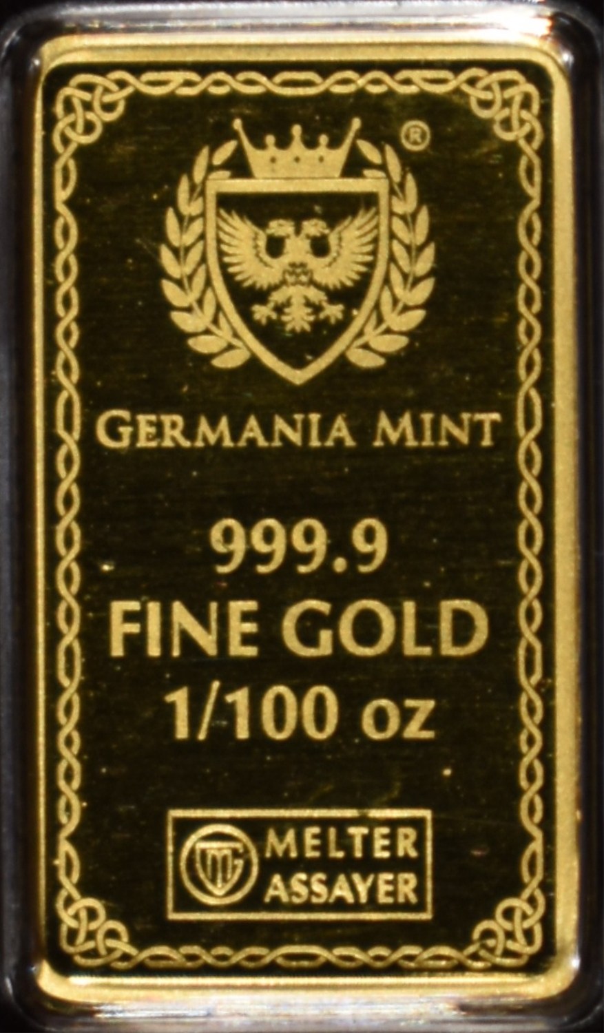 1/100 OZ GOLD FRIGG GERMANIA MINT