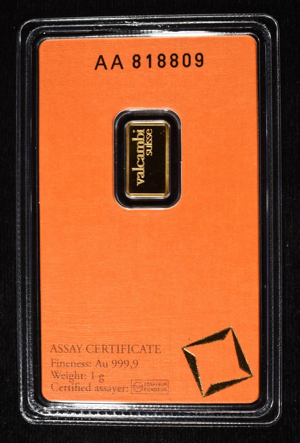 VALCAMBI SUISSE 1G 0.9999 GOLD BAR