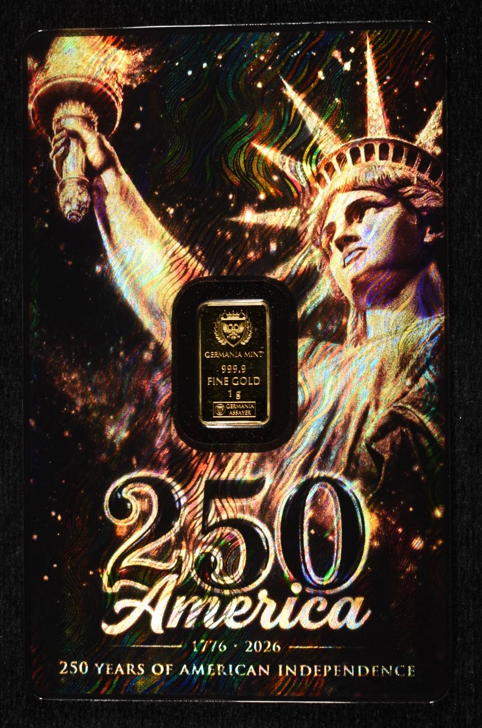 1 G GOLD GERMANIA MINT 250 YRS AMERICA