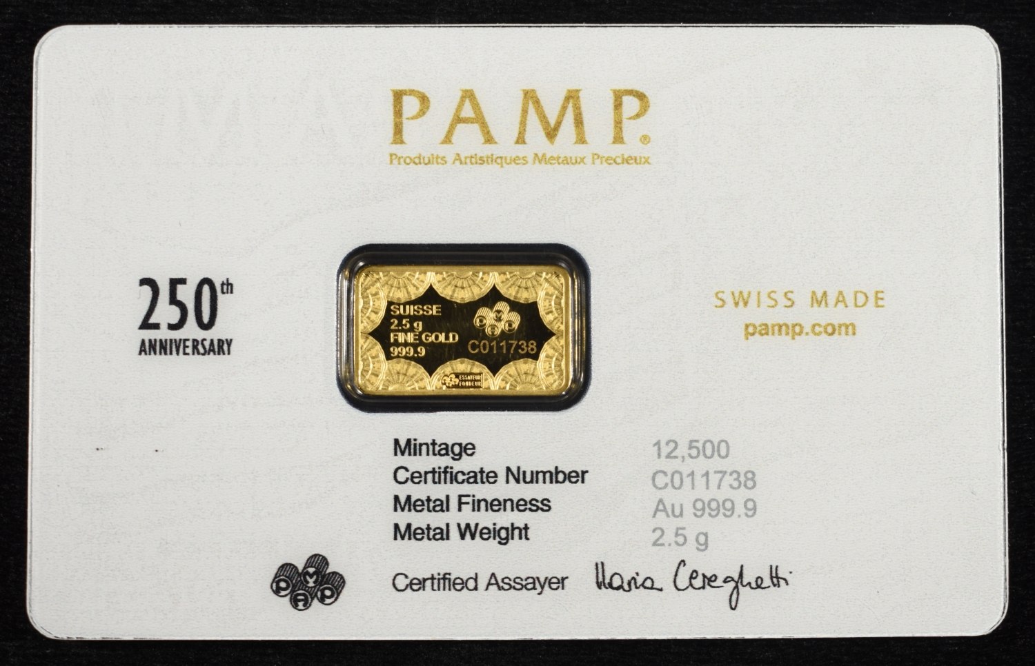 2.5 G PAMP GOLD BAR