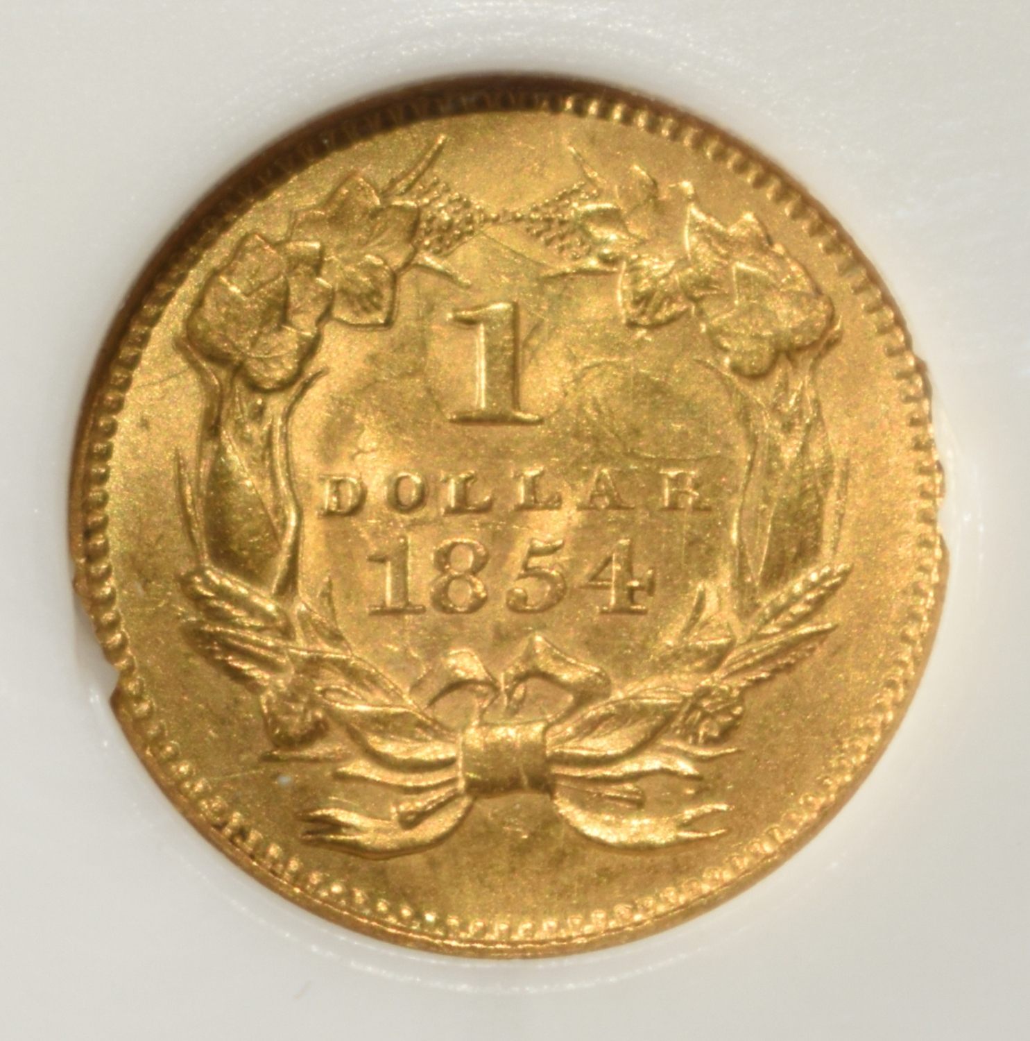 1854 $1 GOLD TYPE2 PCI CH BU