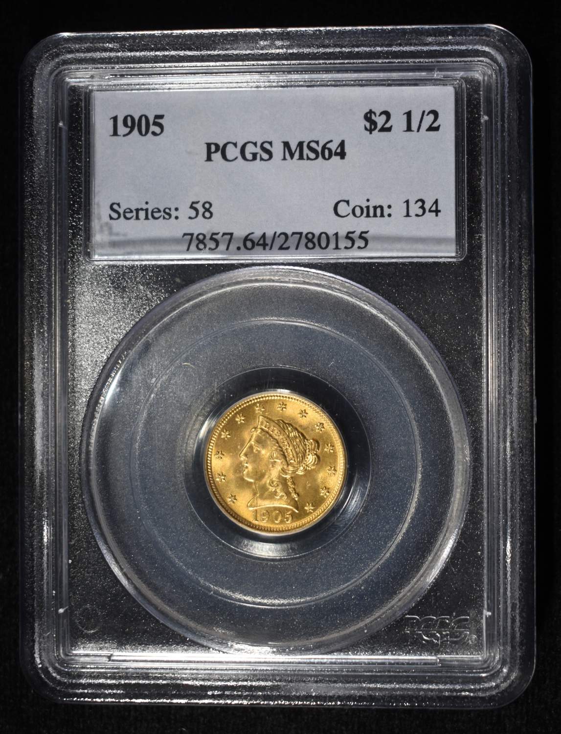 1905 $2.5 GOLD LIBERTY PCGS MS-64