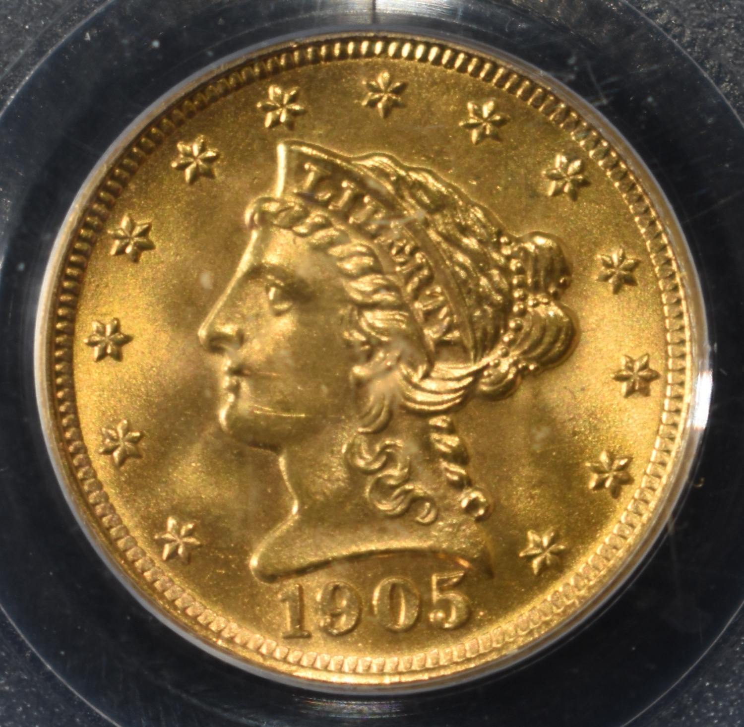 1905 $2.5 GOLD LIBERTY PCGS MS-64