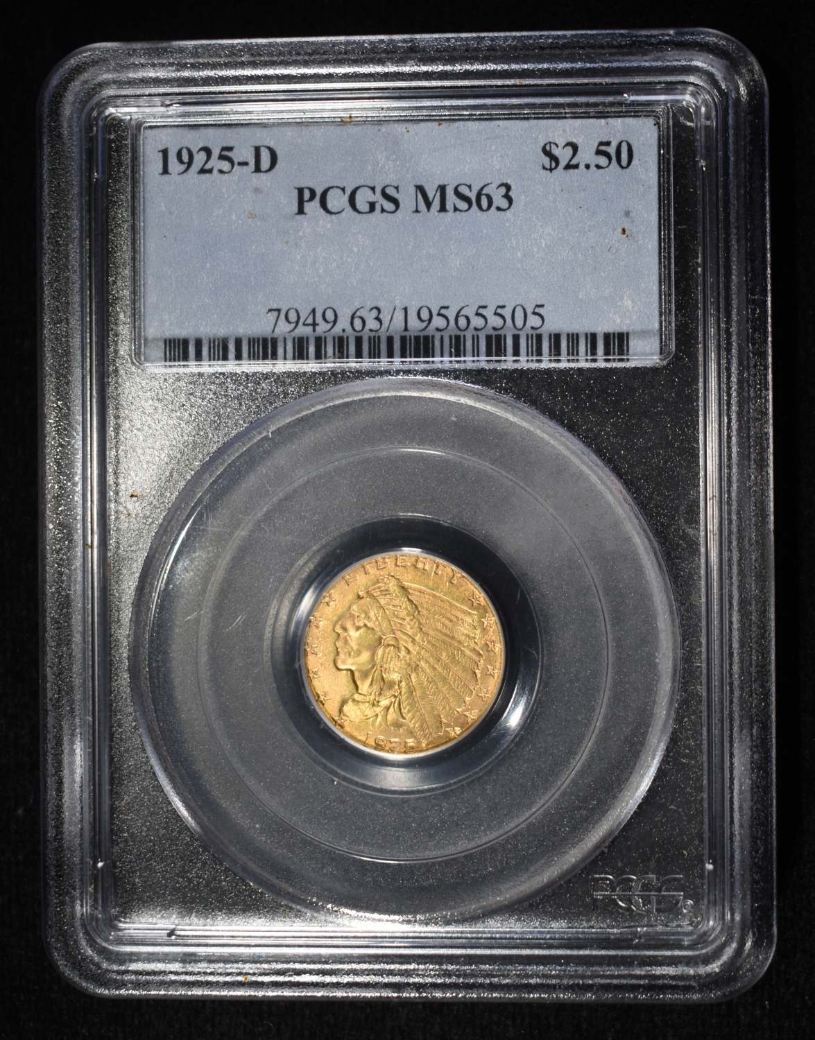 1925-D $2.5 GOLD INDIAN PCGS MS-63