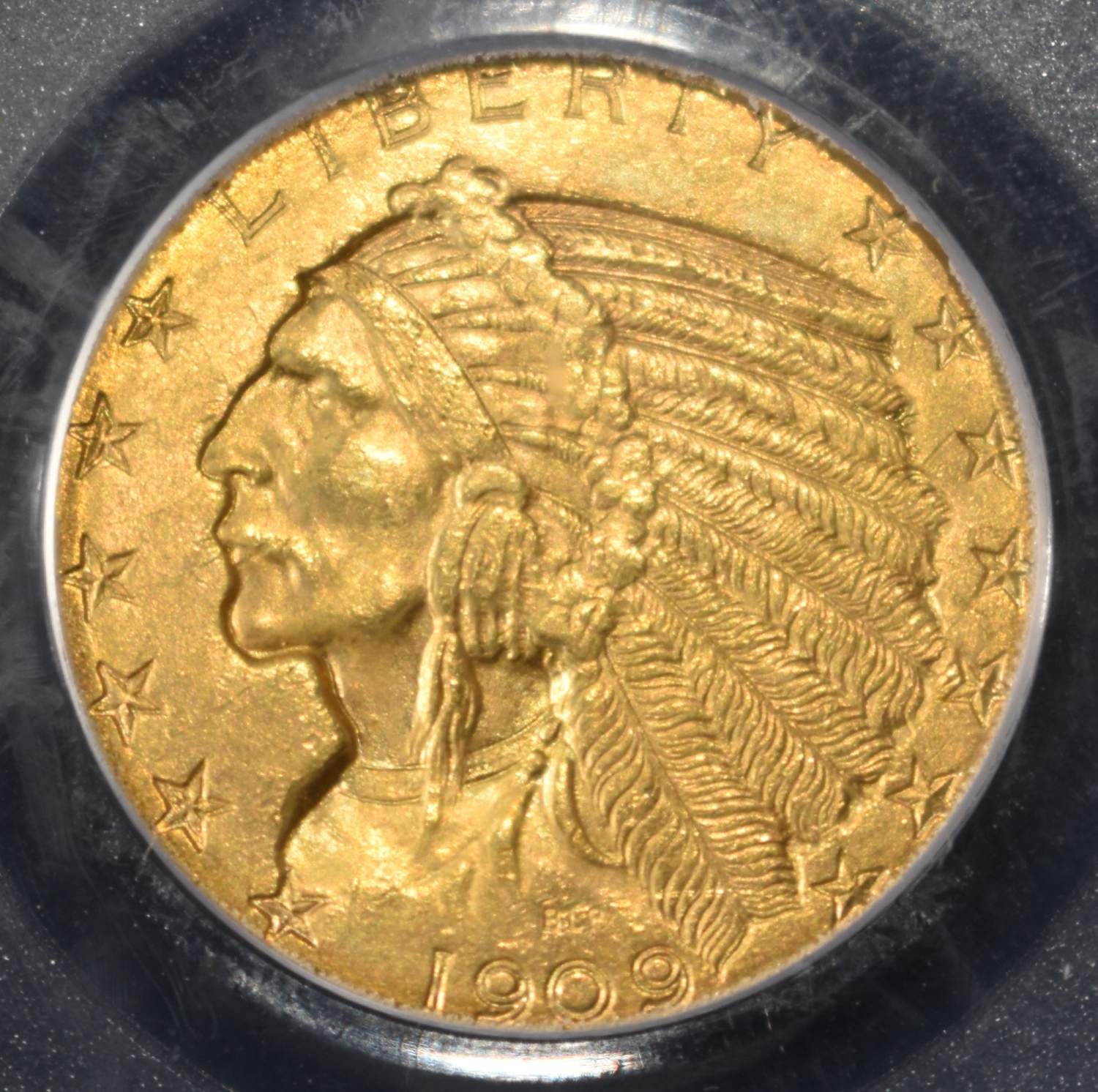 1909 $5 GOLD INDIAN PCGS MS-63+
