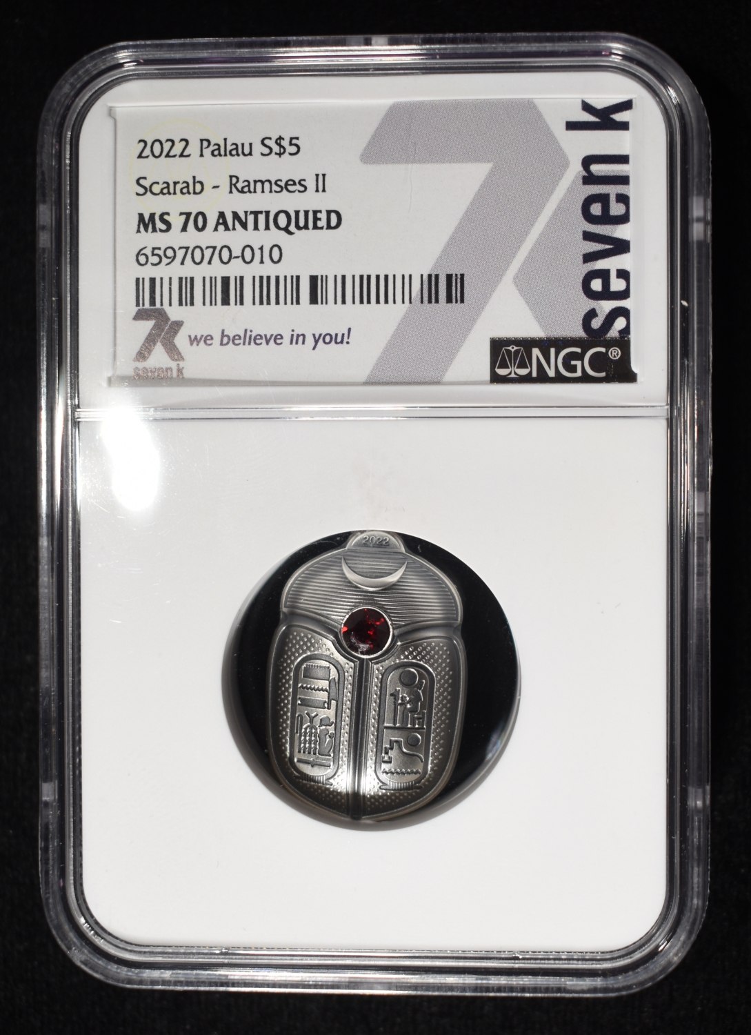 2022 PALAU SILVER SCARAB RAMSES II NGC MS70