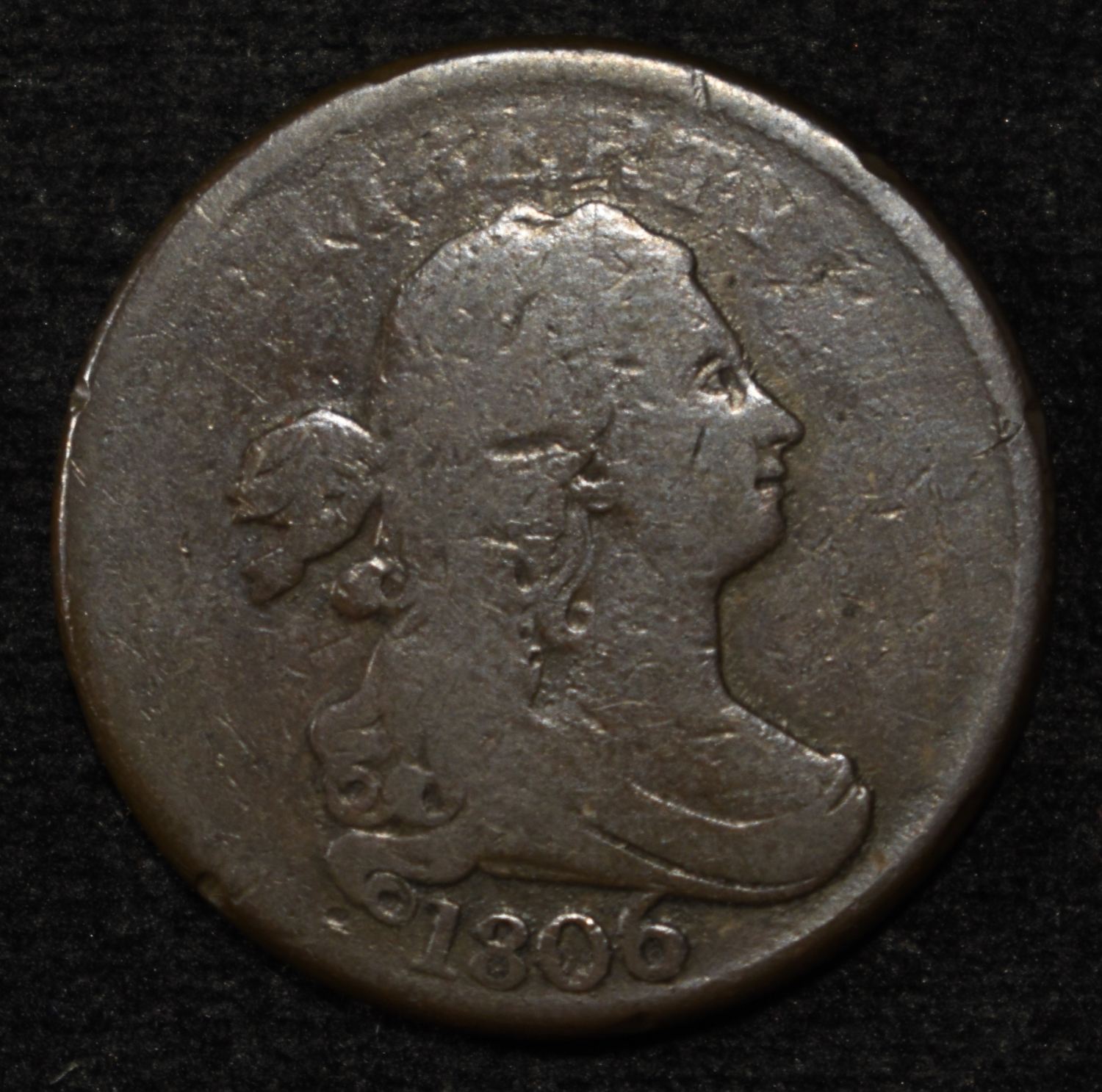 1806 STEMS HALF CENT VG