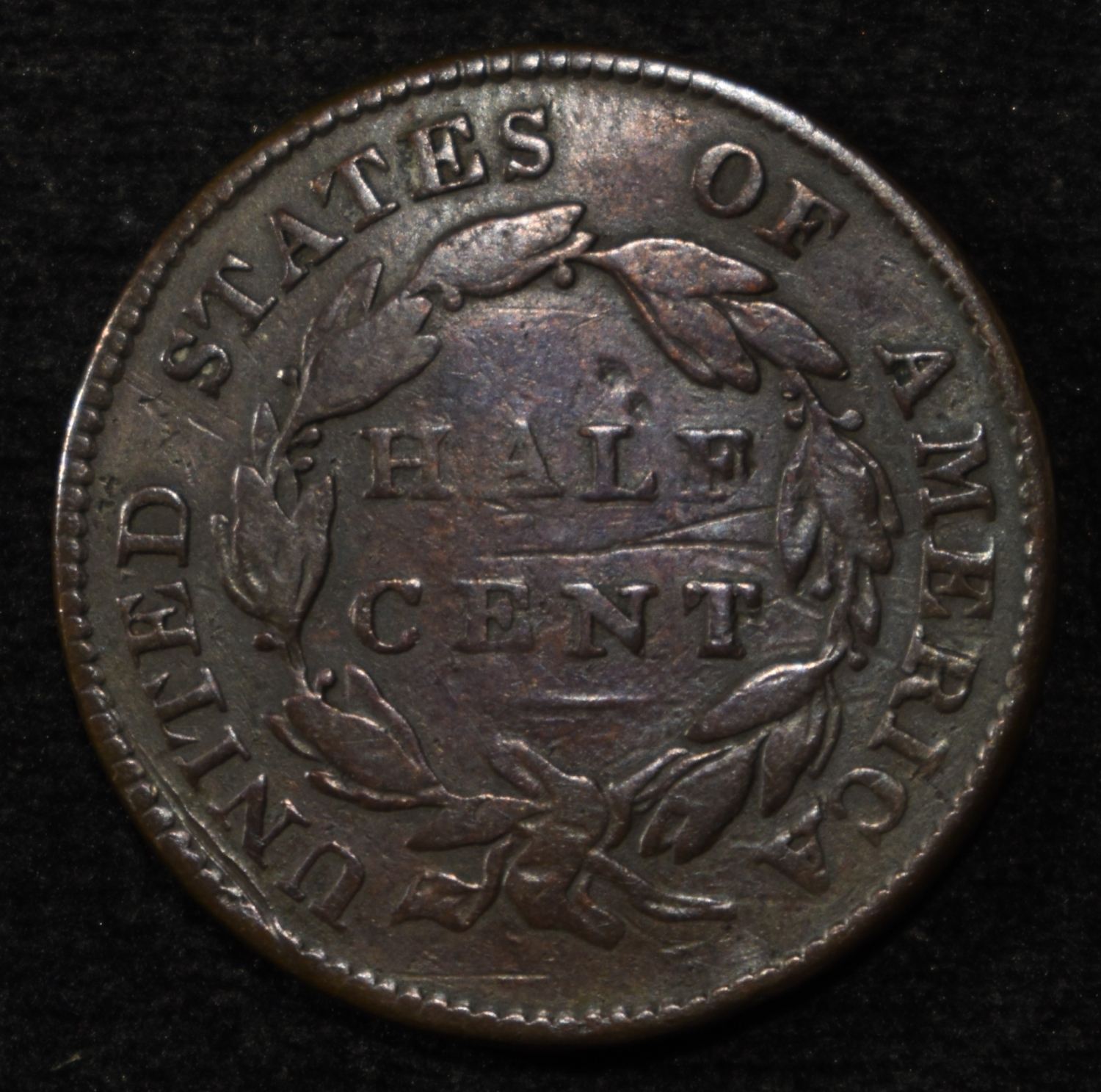 1826 HALF CENT XF DAMAGE