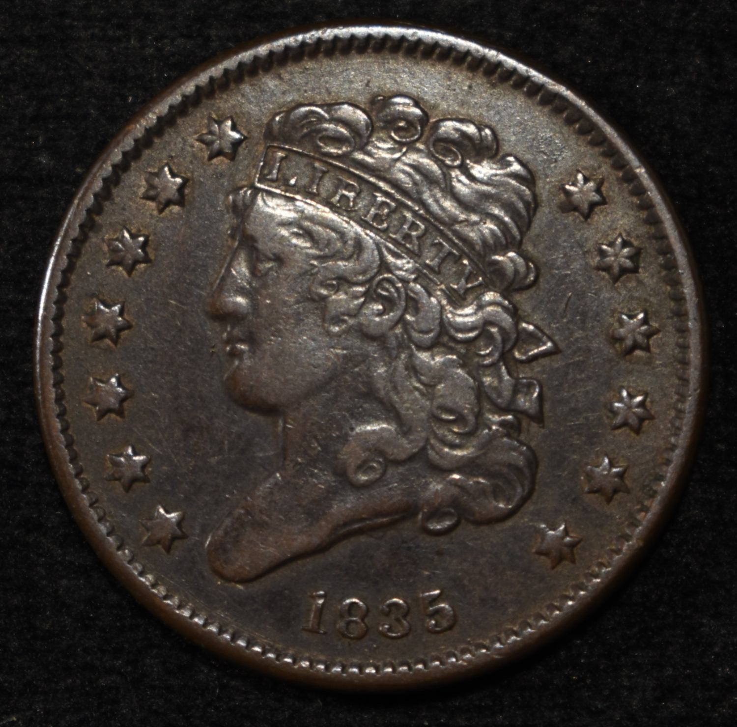 1835 HALF CENT AU