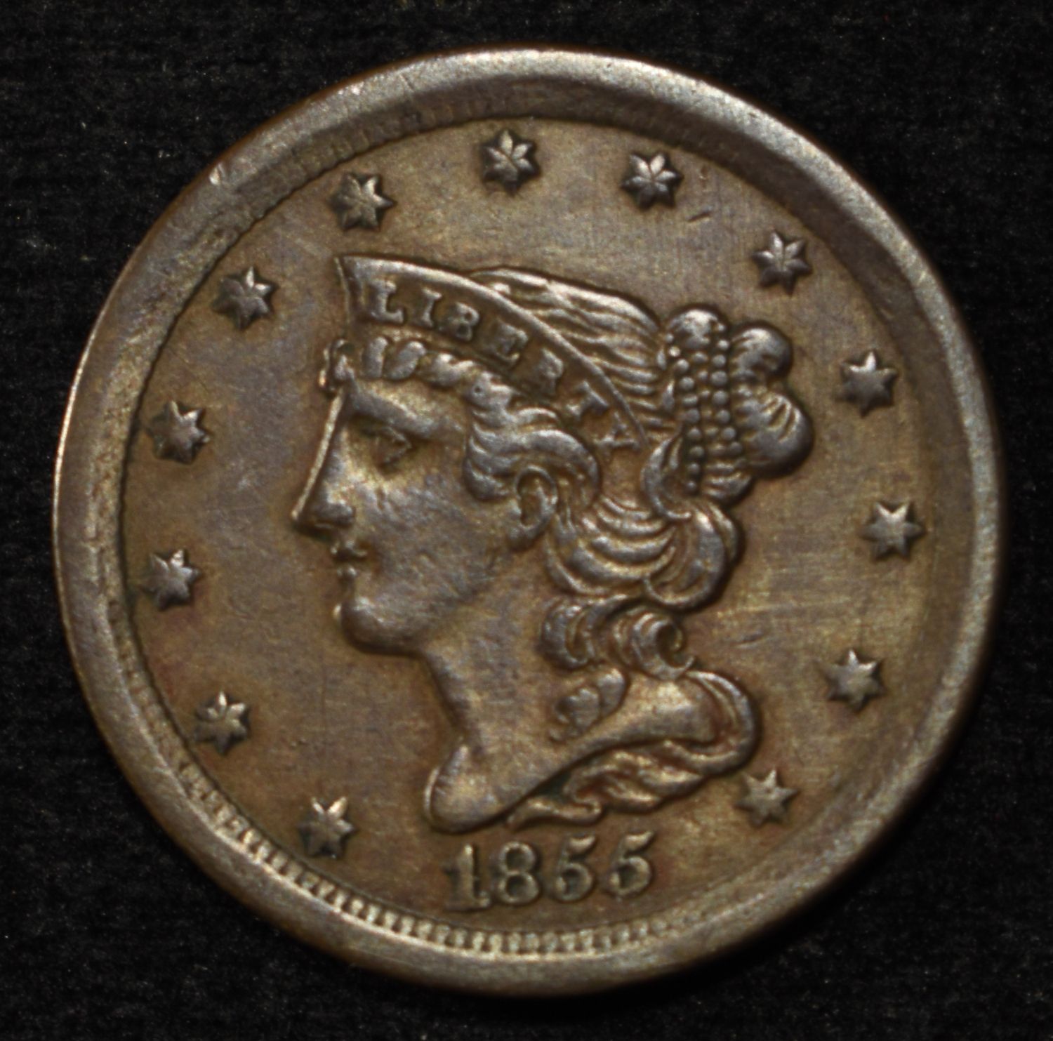 1855 HALF CENT CH AU