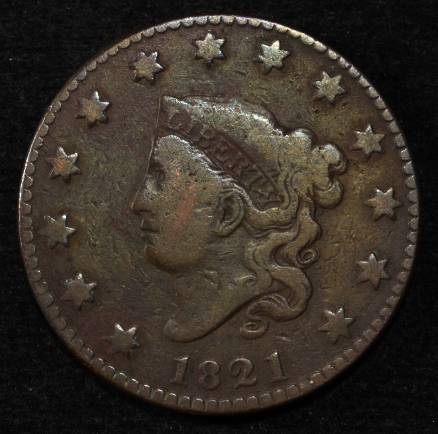 1821 LARGE CENT VG/F